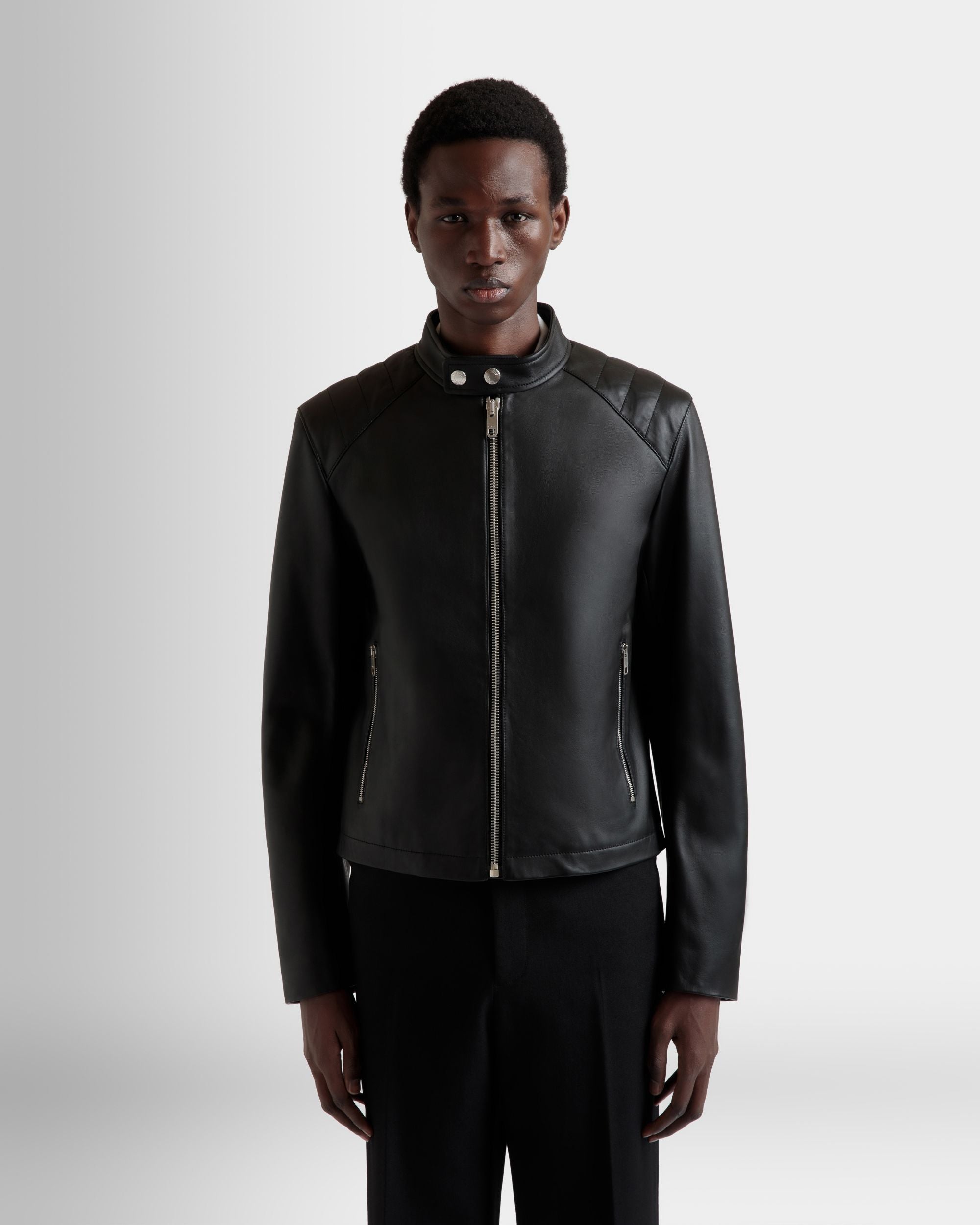Blouson De Motard En Cuir Noir - Homme - Bally - 08