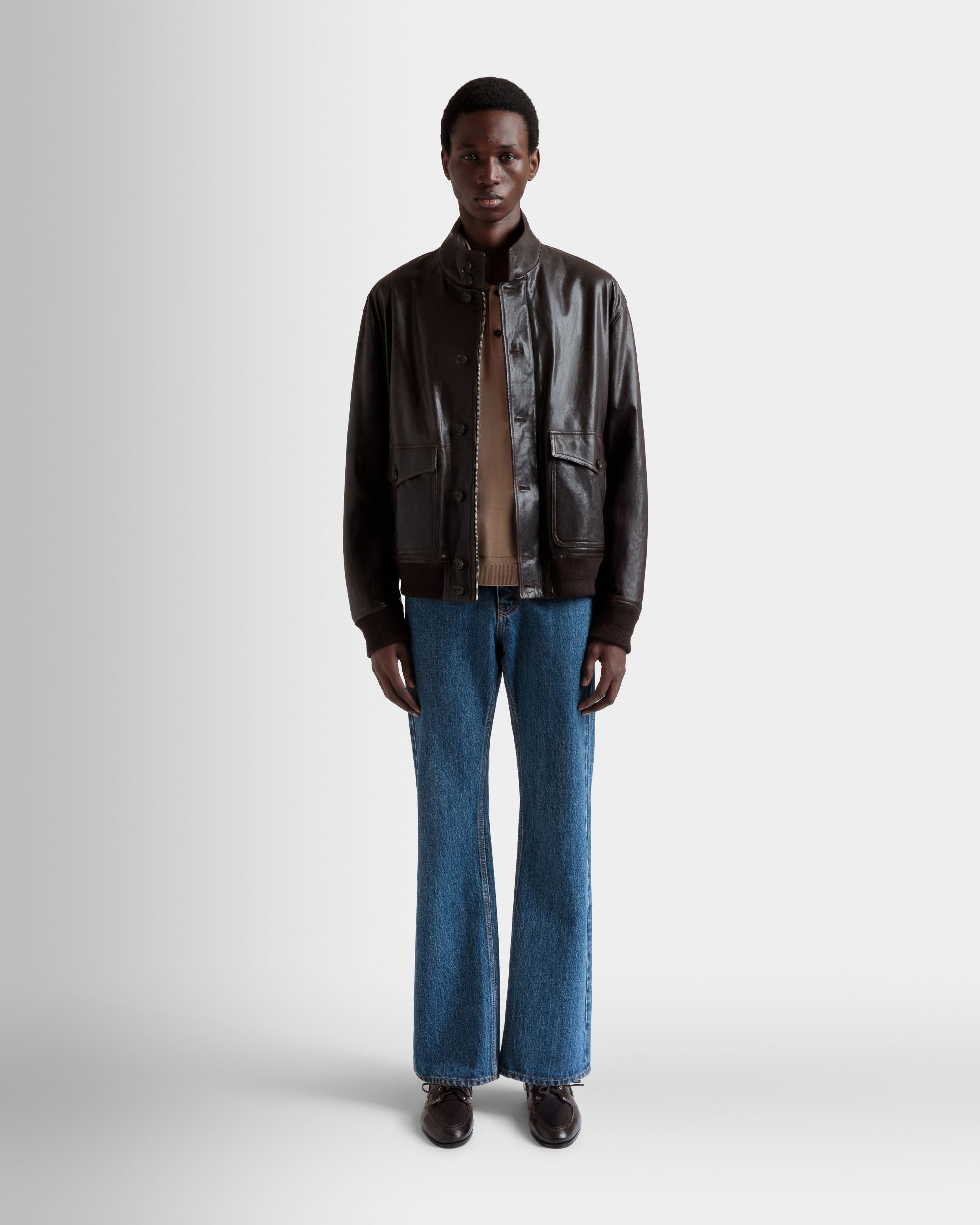 Bomber En Cuir Ebano - Homme - Bally - 02