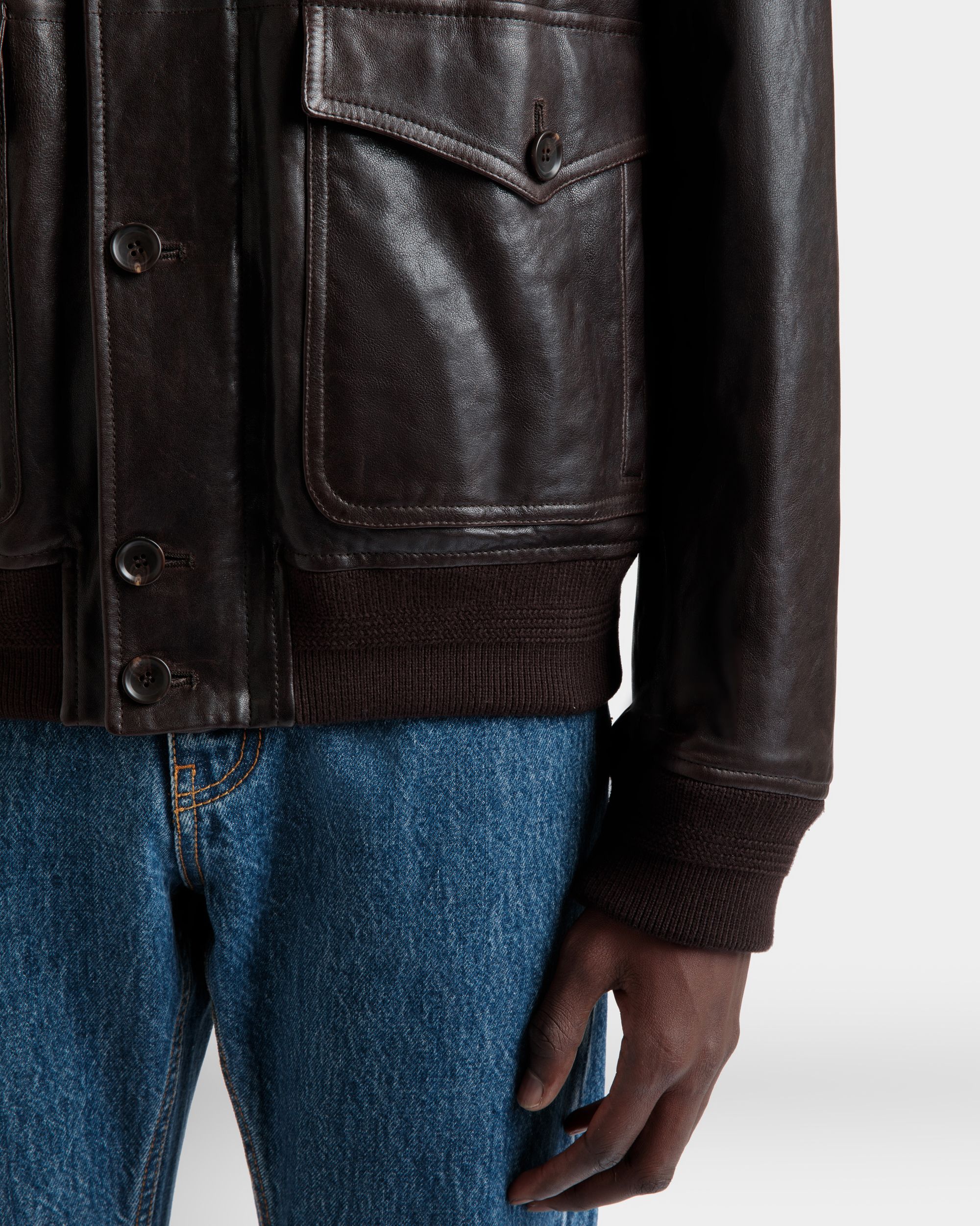 Bomber En Cuir Ebano - Homme - Bally - 03