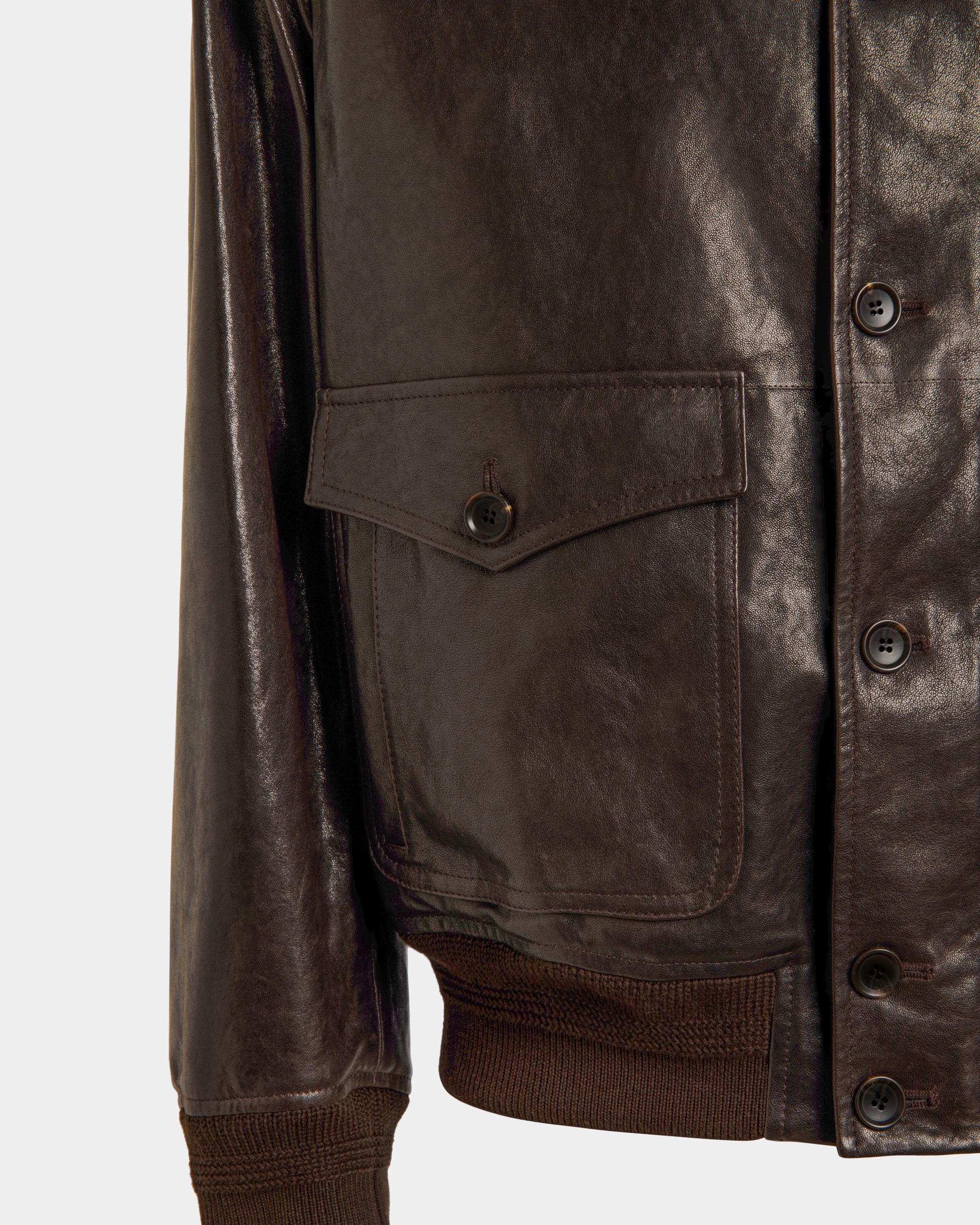 Bomber En Cuir Ebano - Homme - Bally - 04