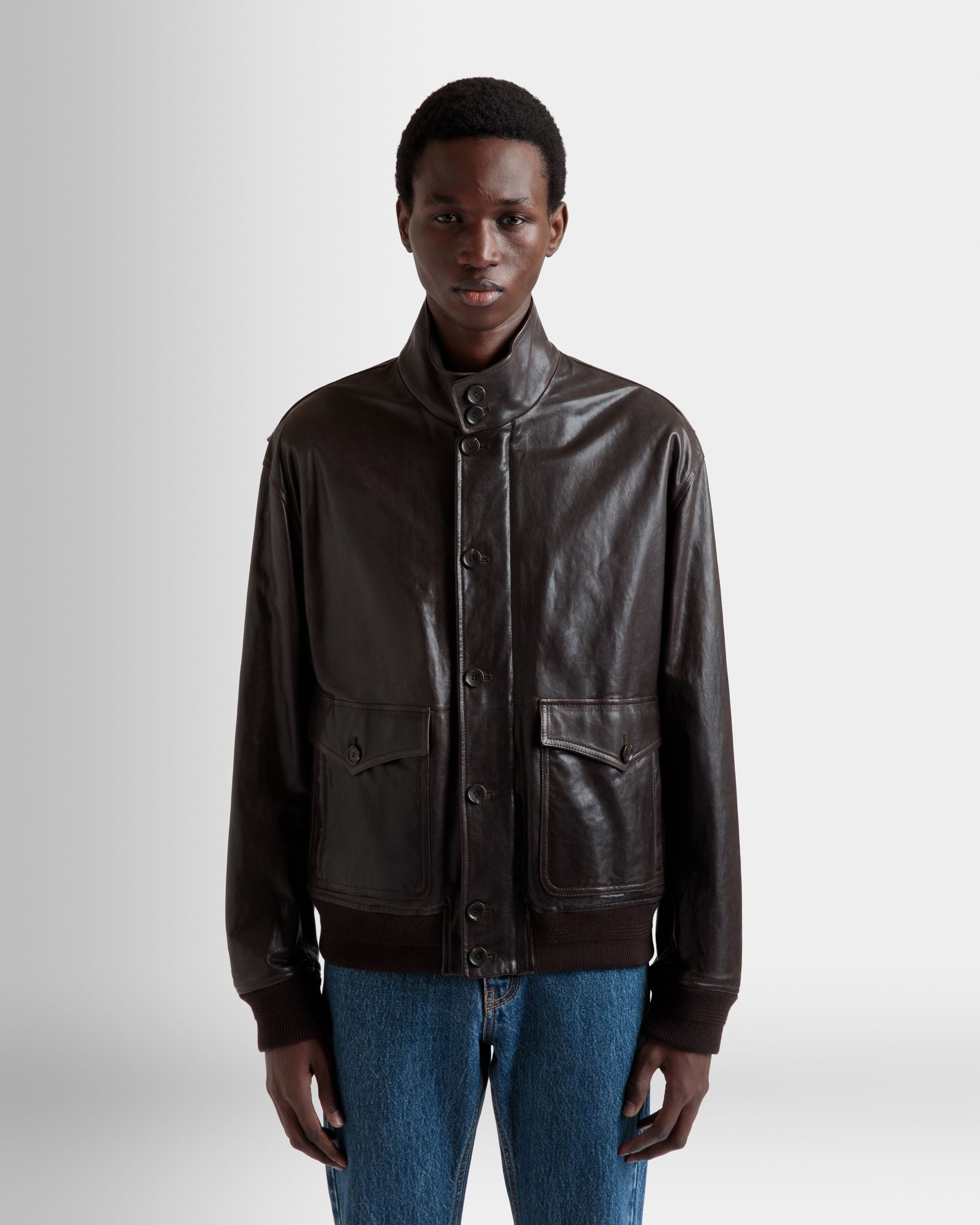 Bomber En Cuir Ebano - Homme - Bally - 08