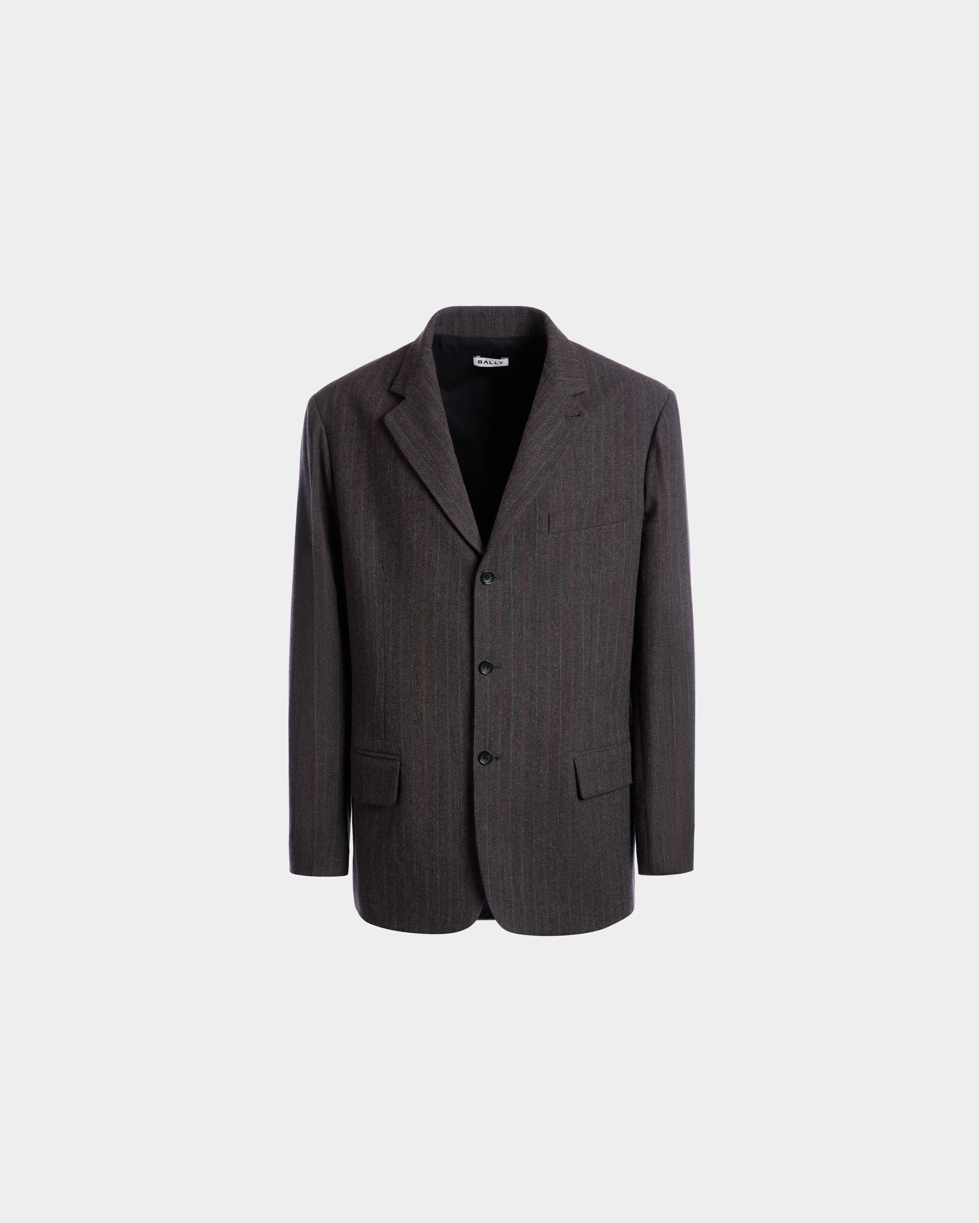 Blazer Avec Motif À Fines Rayures En Laine Mélangée Grise - Homme - Bally - 01