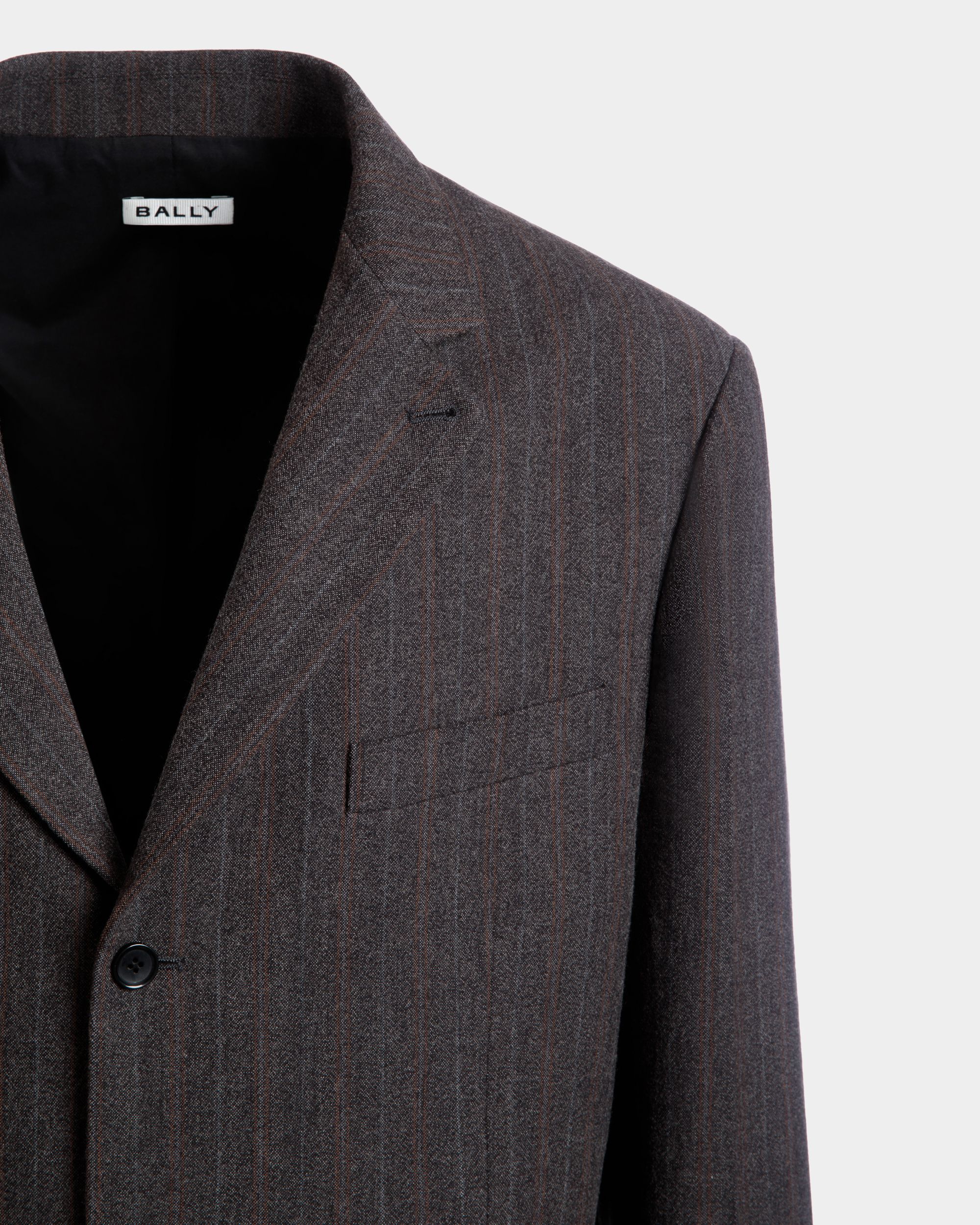 Blazer Avec Motif À Fines Rayures En Laine Mélangée Grise - Homme - Bally - 02