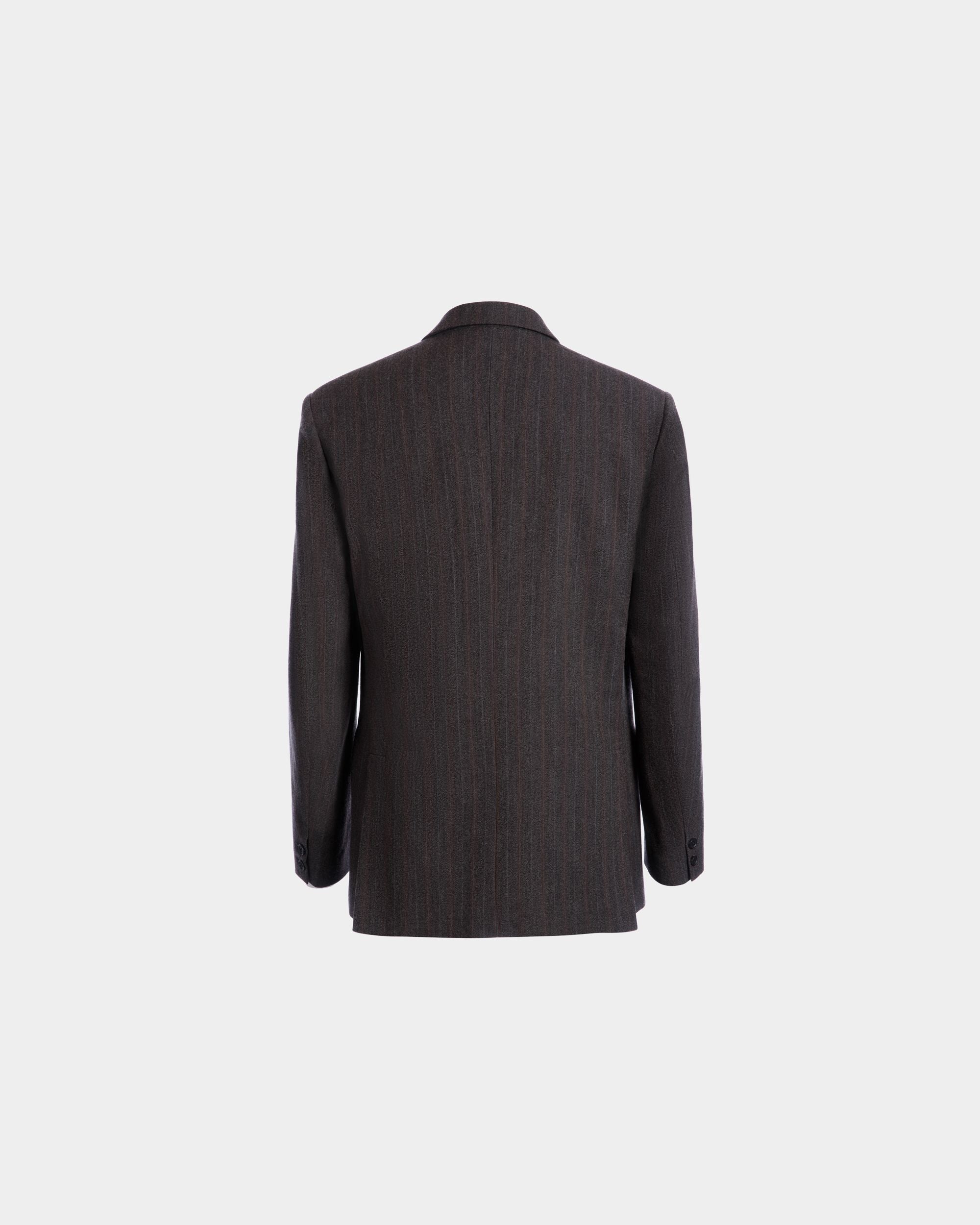 Blazer Avec Motif À Fines Rayures En Laine Mélangée Grise - Homme - Bally - 03