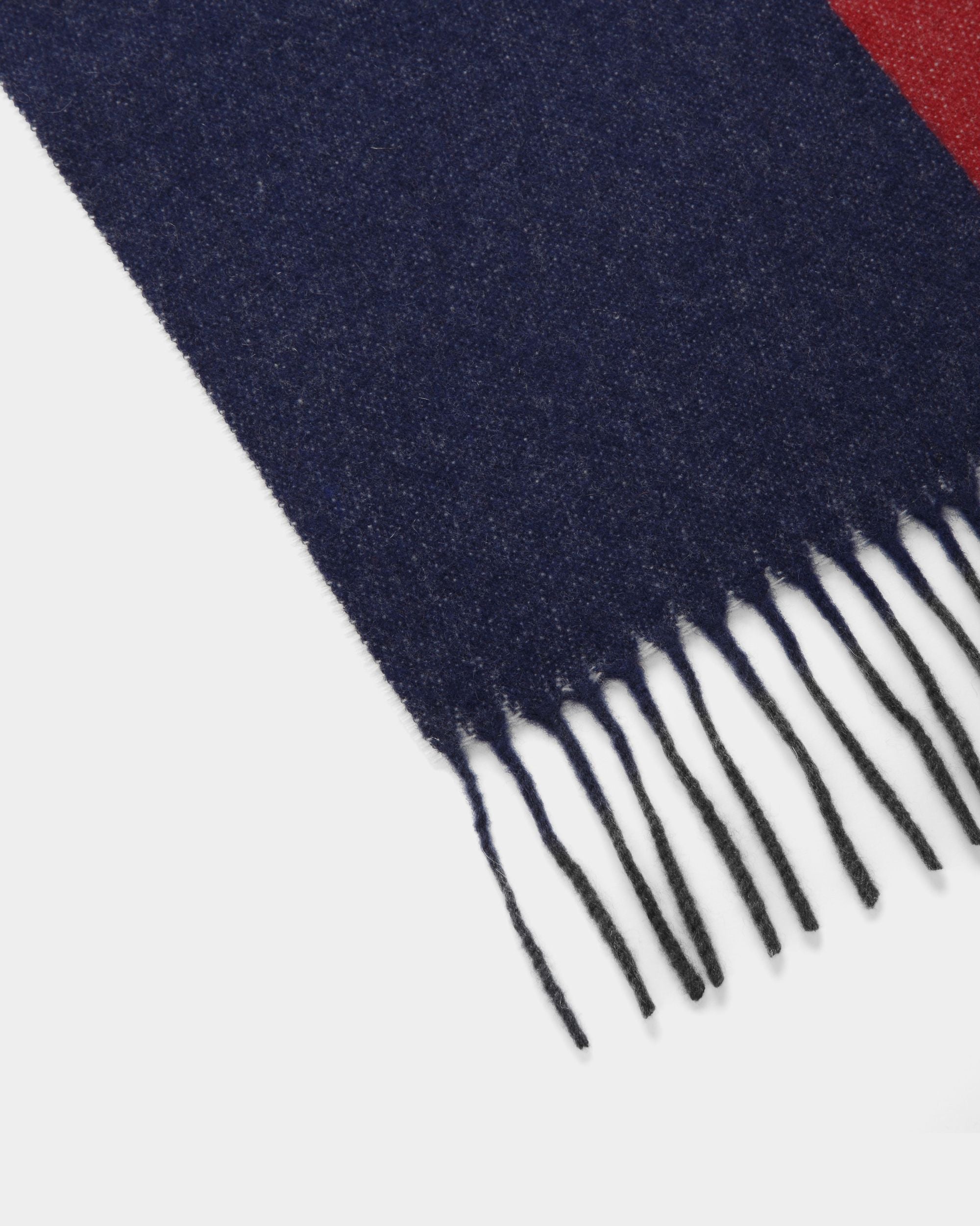 Écharpe bicolore avec logo En tissu rubis profond et bleu marine - Homme - Bally - 02