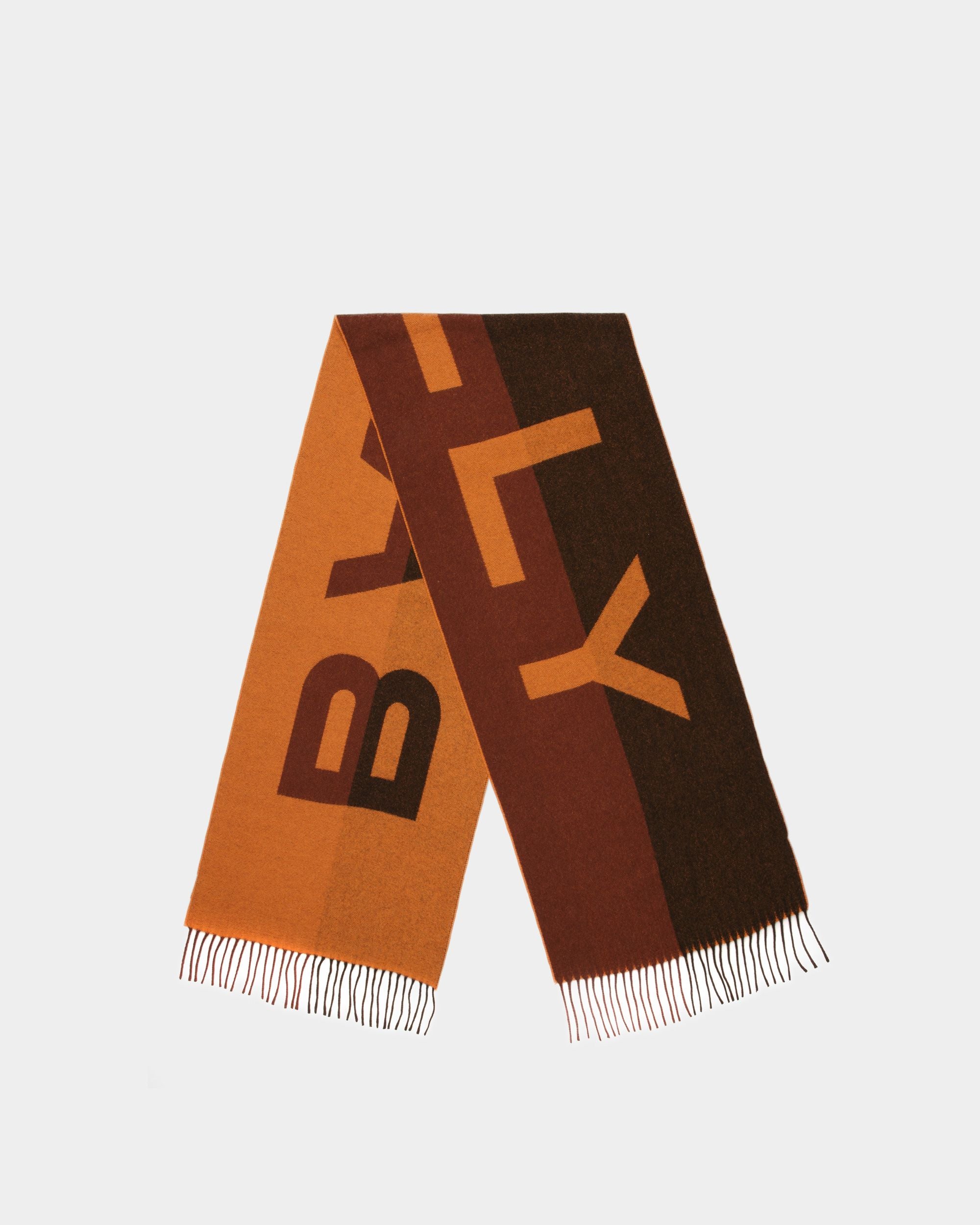 Écharpe bicolore avec logo En tissu marron - Homme - Bally - 01