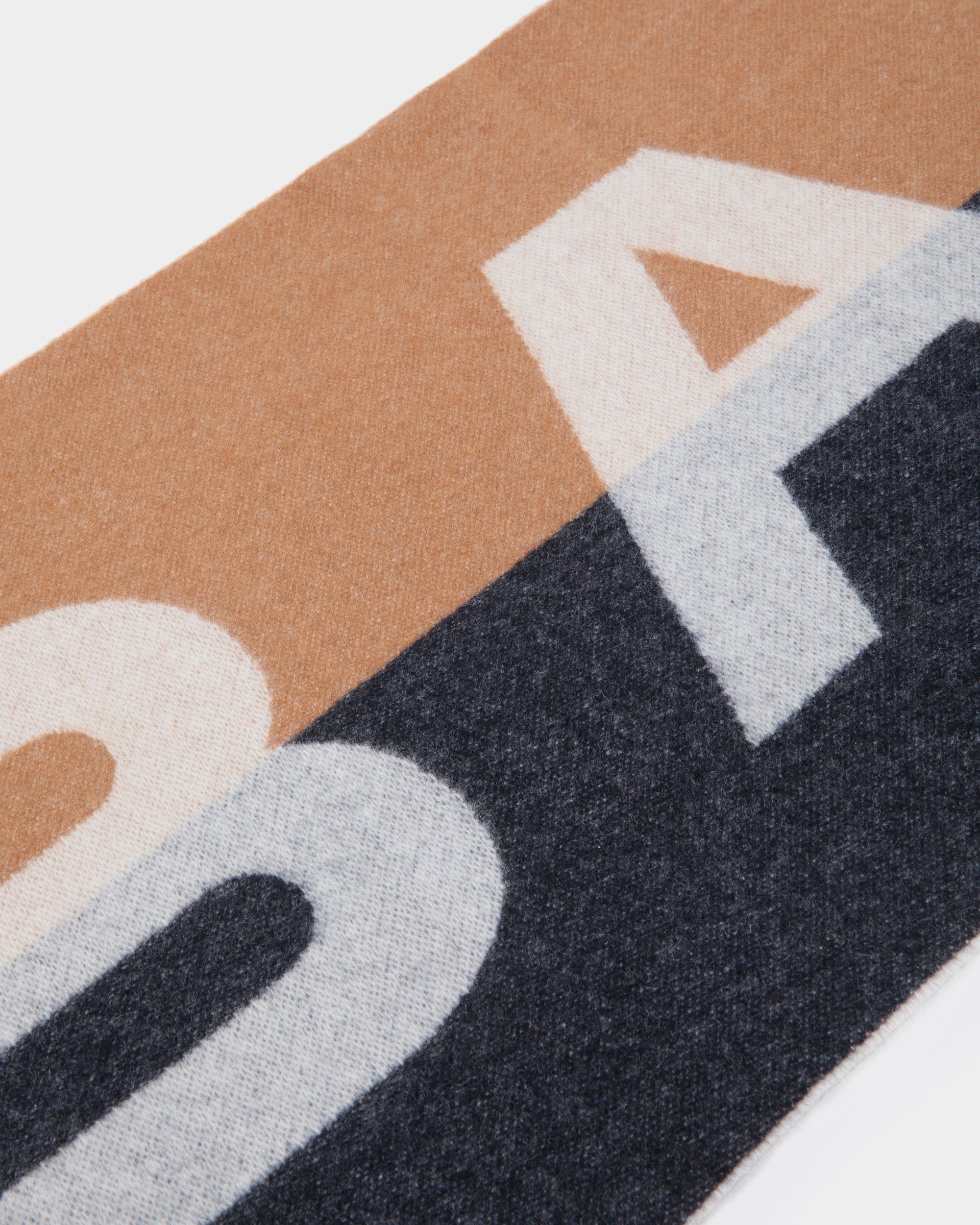 Écharpe Avec Logo En Cachemire Mélangé Marron Et Navy Blue - Homme - Bally - 03
