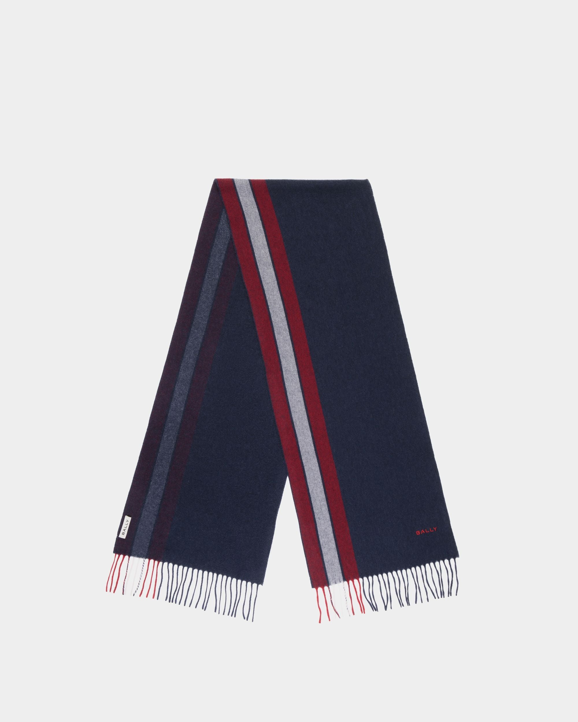 Écharpe Avec Détail Bally Ribbon En Cachemire Mélangé Navy Blue - Homme - Bally - 01