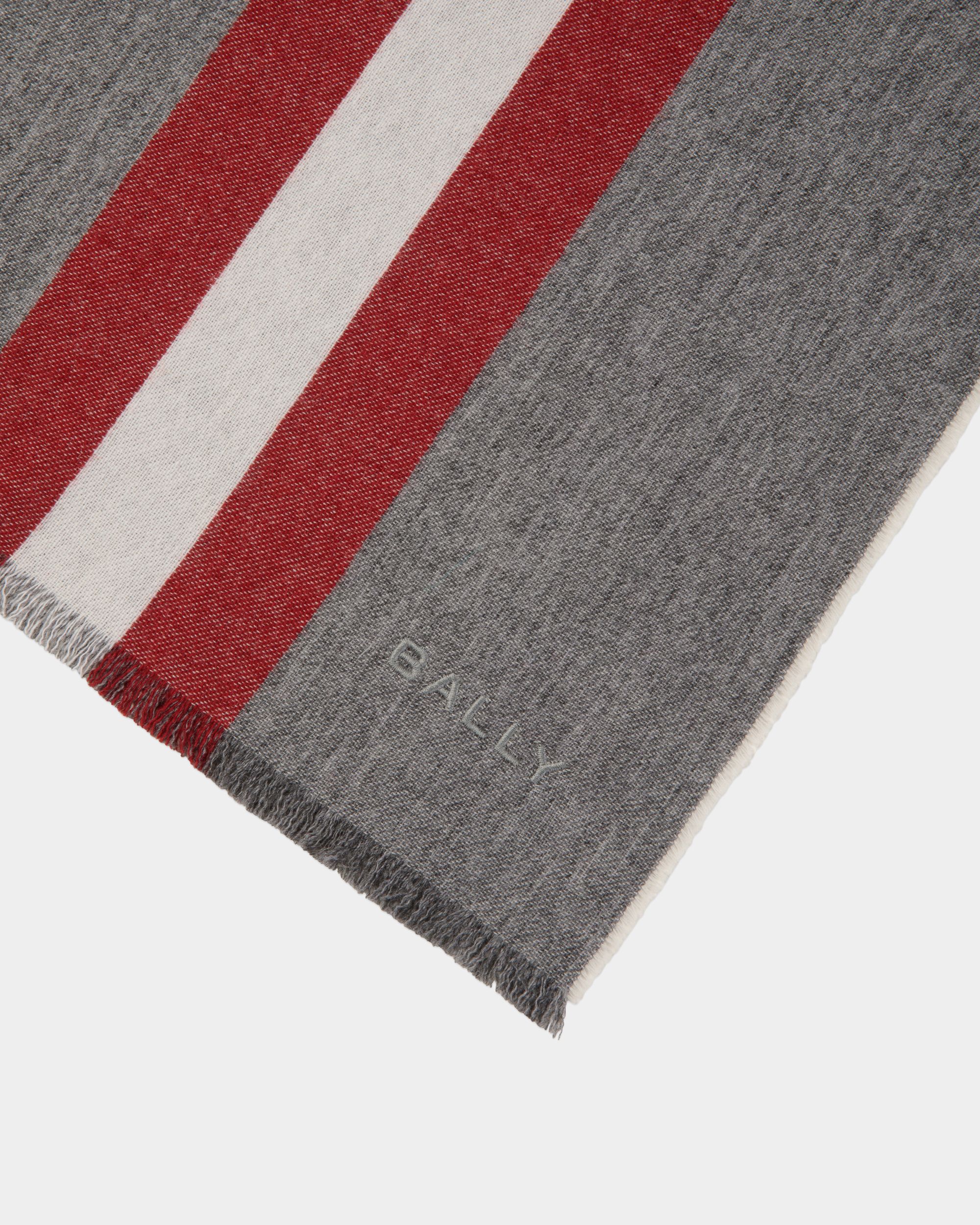 Écharpe Avec Détail Bally Ribbon En Laine Dark Grey - Homme - Bally - 03
