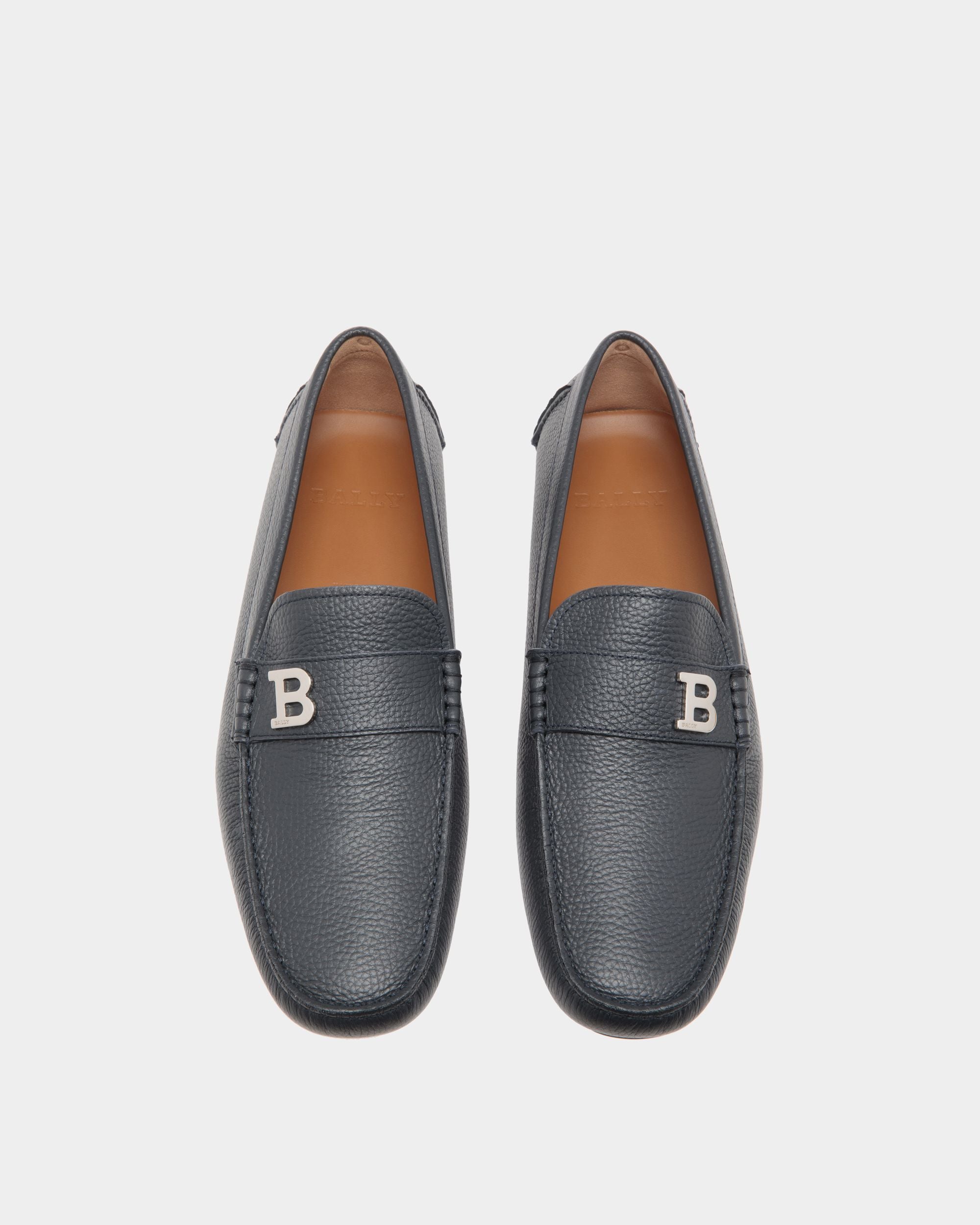 Chaussure Driver En Cuir Grainé Bleu - Homme - Bally - 04