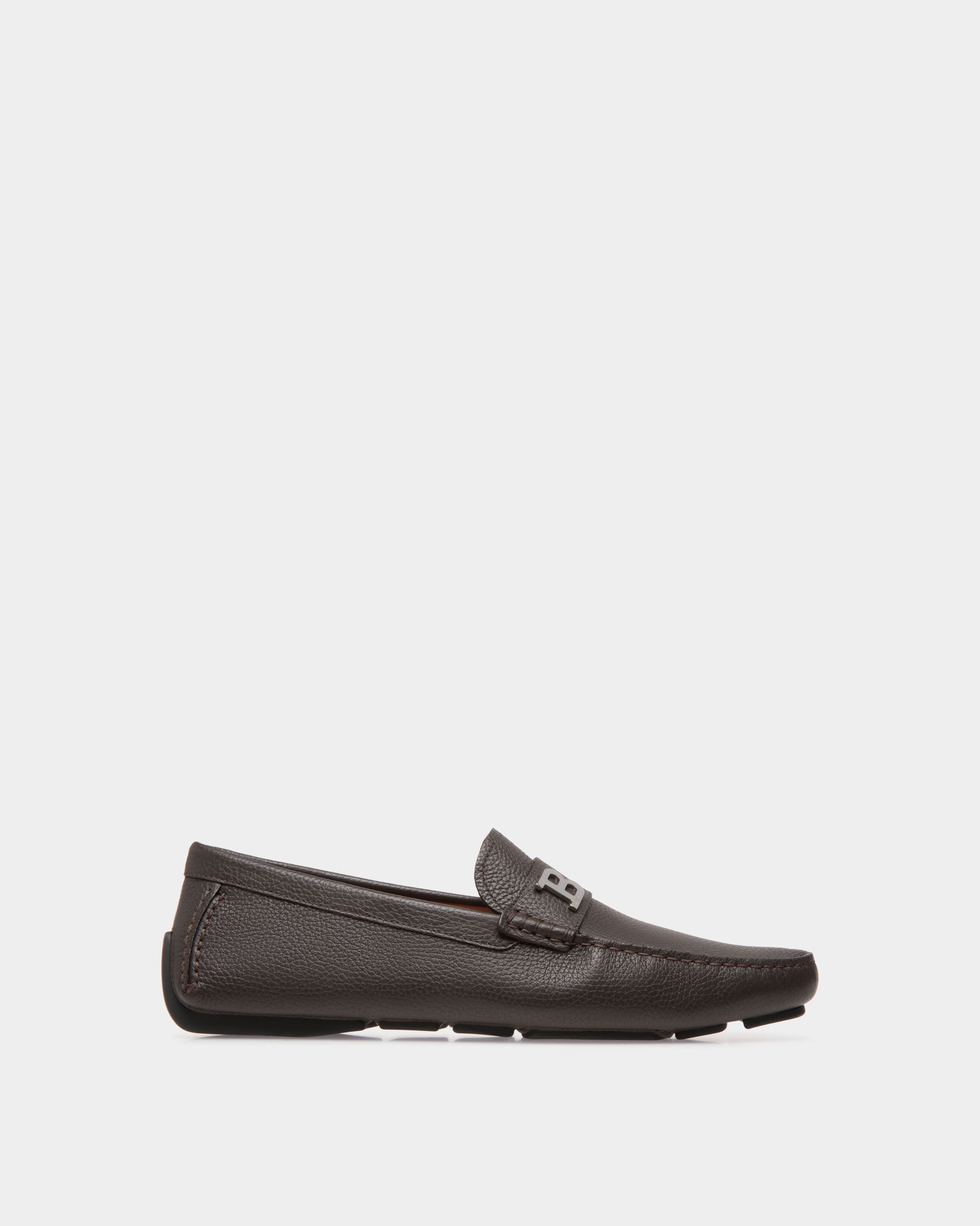 Chaussure Driver En Cuir Grainé Marron - Homme - Bally - 01