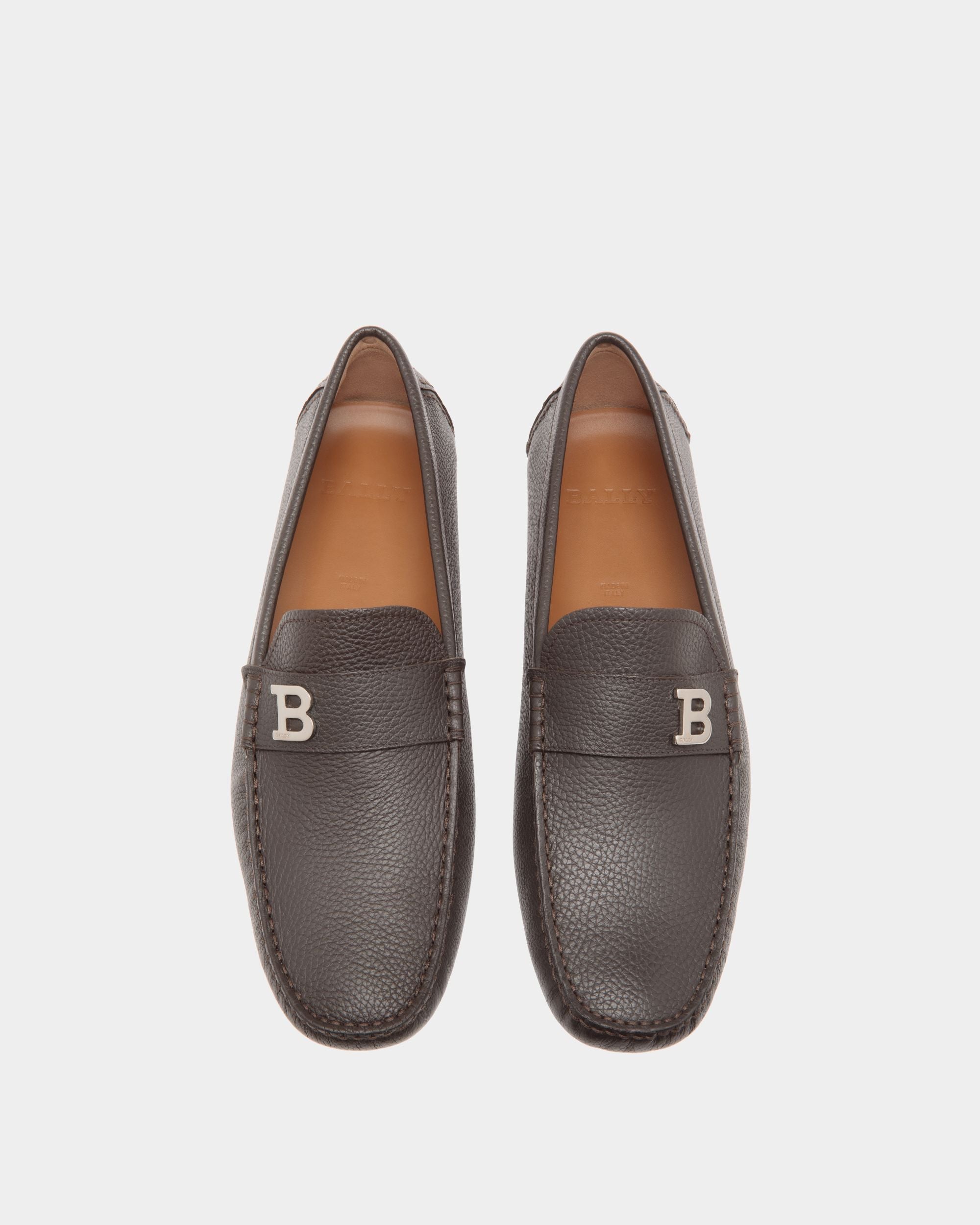 Chaussure Driver En Cuir Grainé Marron - Homme - Bally - 04