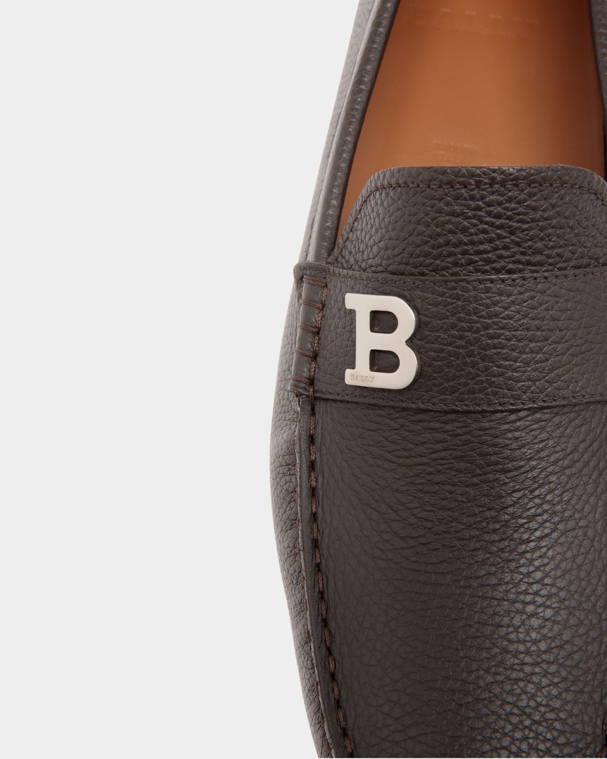 Chaussure Driver En Cuir Grainé Marron - Homme - Bally - 05
