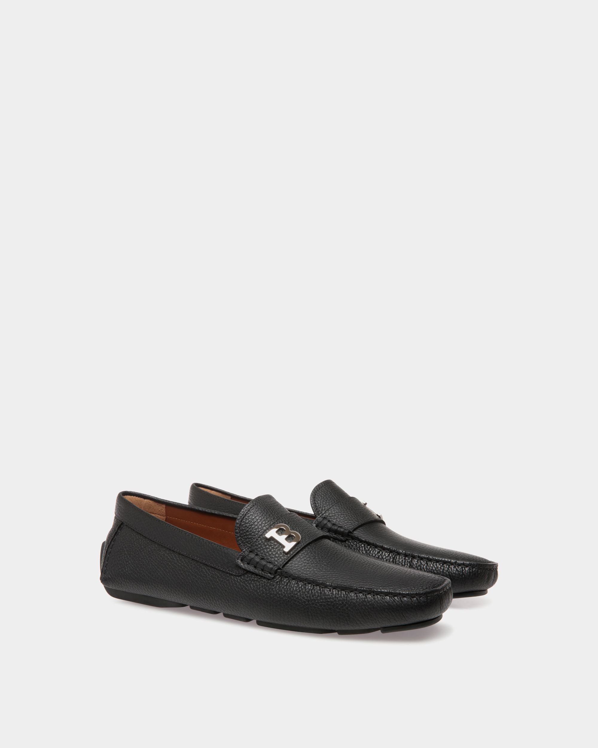 Chaussure Driver En Cuir Grainé Noir - Homme - Bally - 02