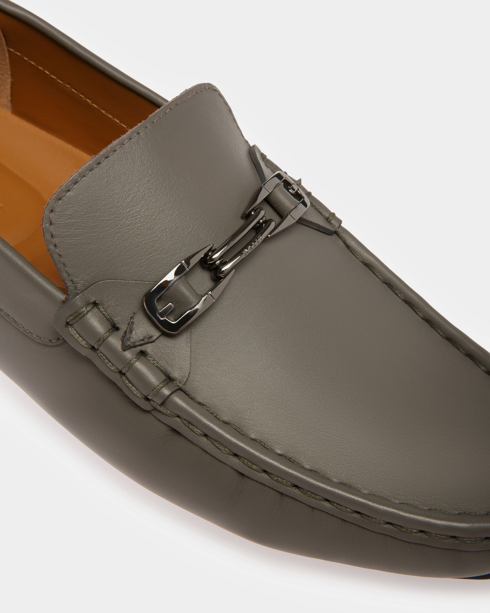 Pinter Chaussures De Conduite En Cuir Couleur Minéral Sombre - Homme - Bally - 06