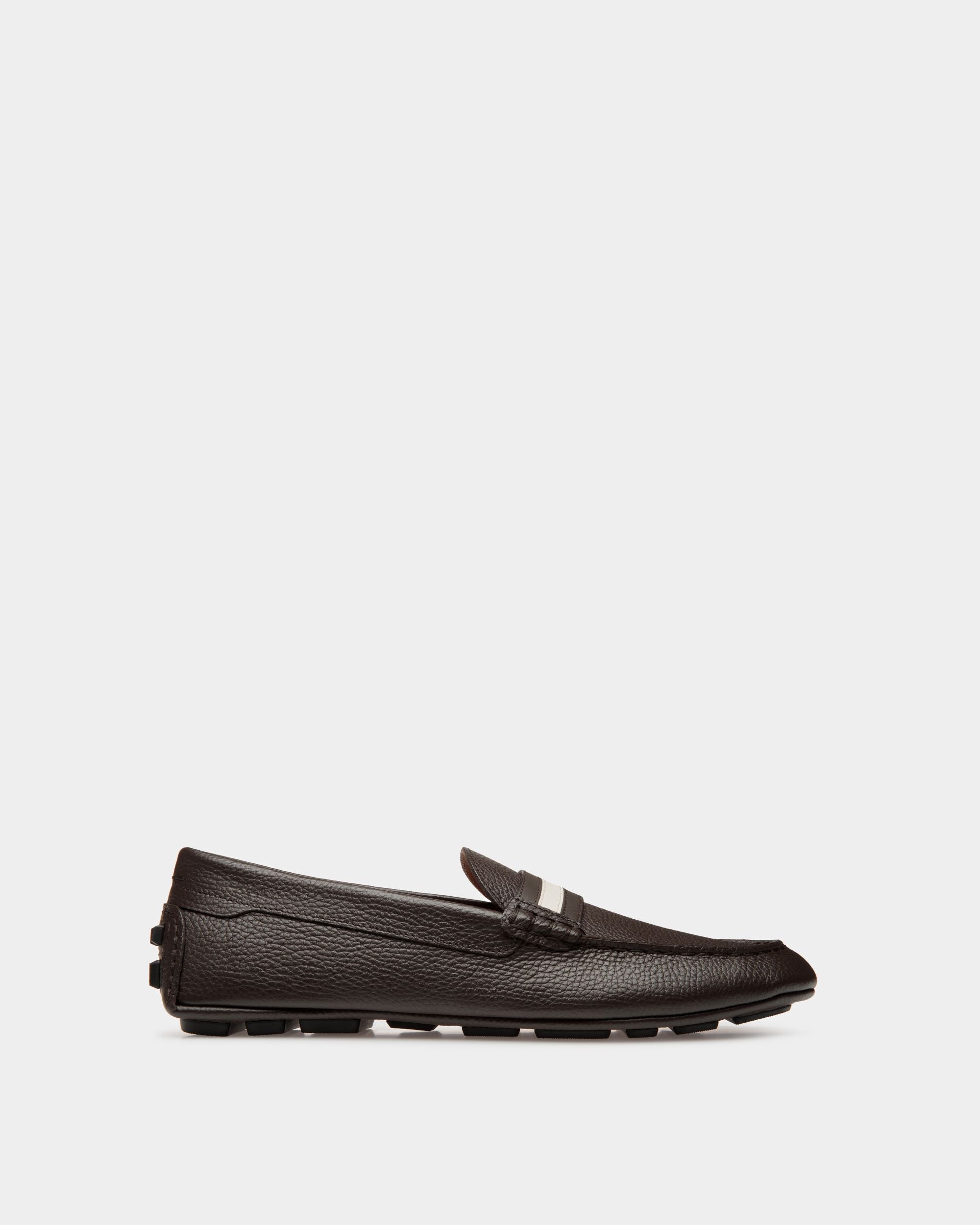 Chaussure Driver Kerbs En Cuir Grainé Ebano - Homme - Bally - 01