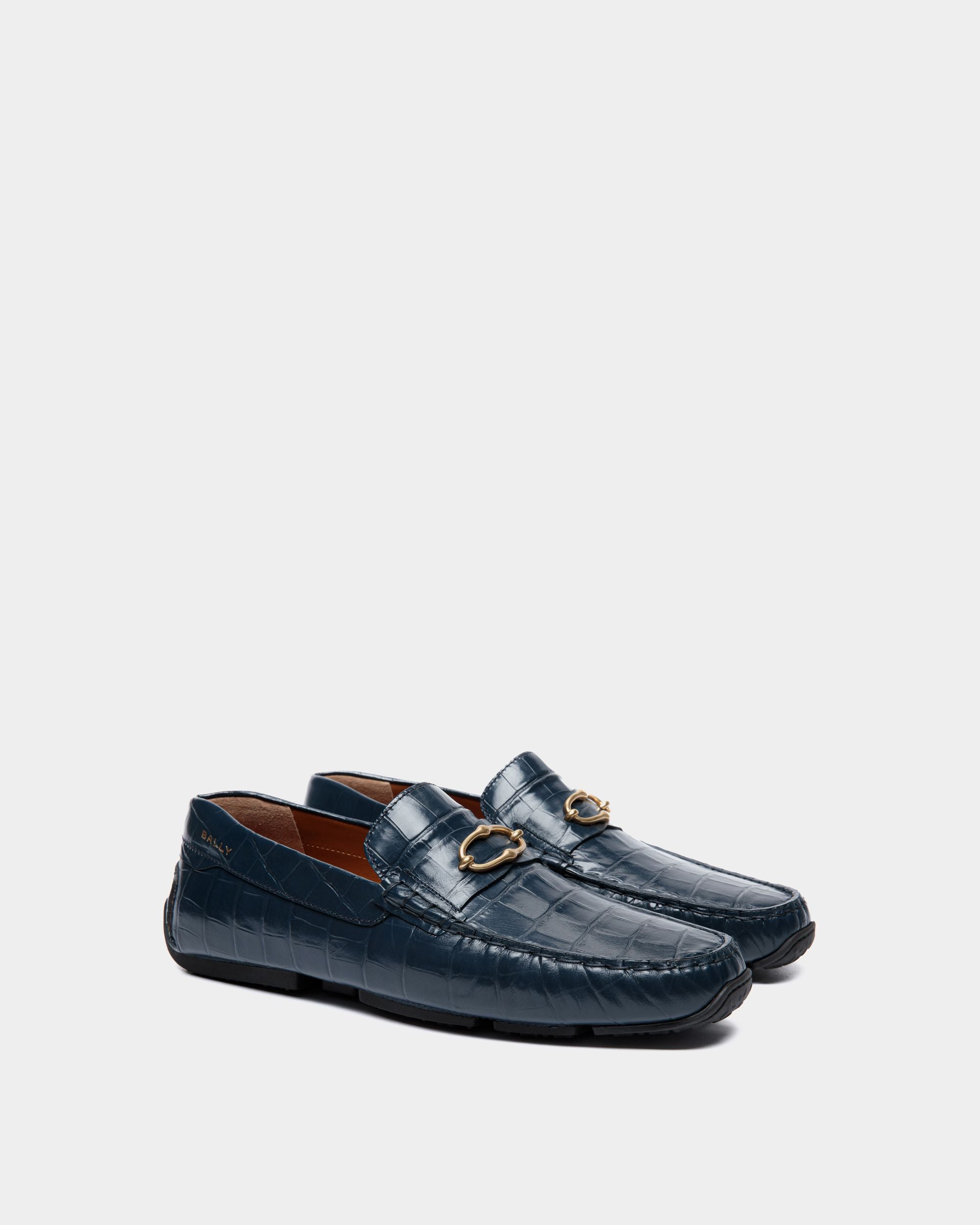 Pilot Drivers In Blue Leather - Homme - Bally - 02