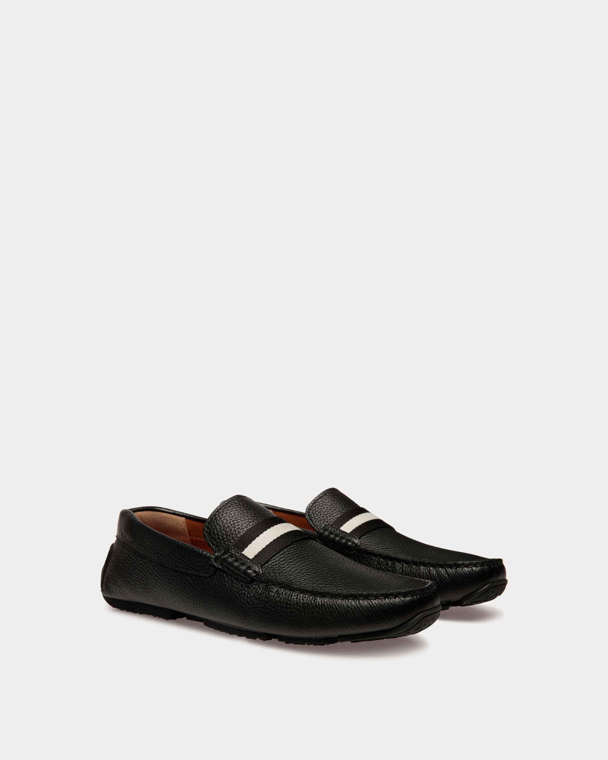 Chaussure Driver Pilot En Cuir Grainé Noir - Homme - Bally - 02