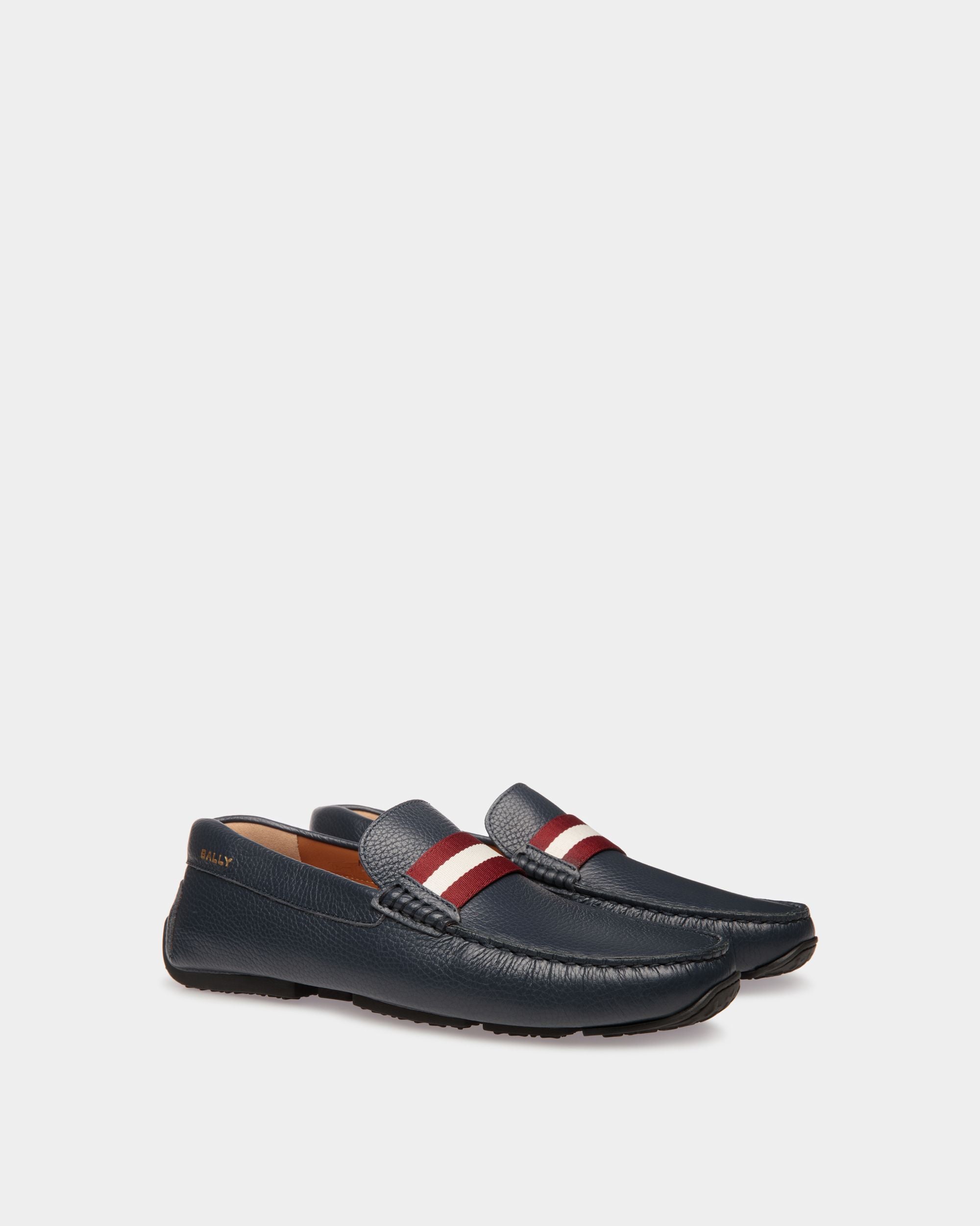 Chaussure Driver Pilot En Cuir Grainé Bleu - Homme - Bally - 02