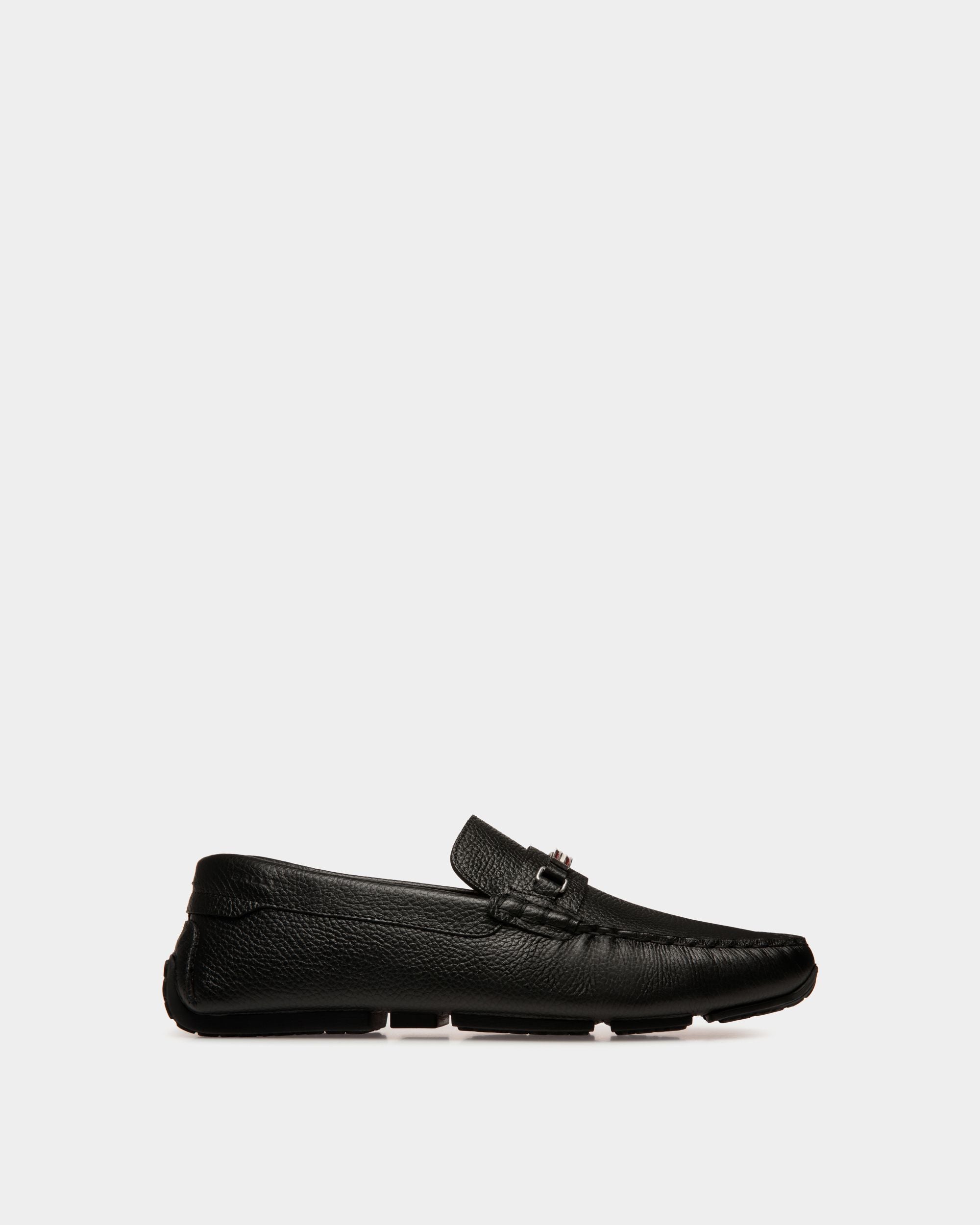 Chaussure Driver Pilot En Cuir Grainé Noir - Homme - Bally - 01