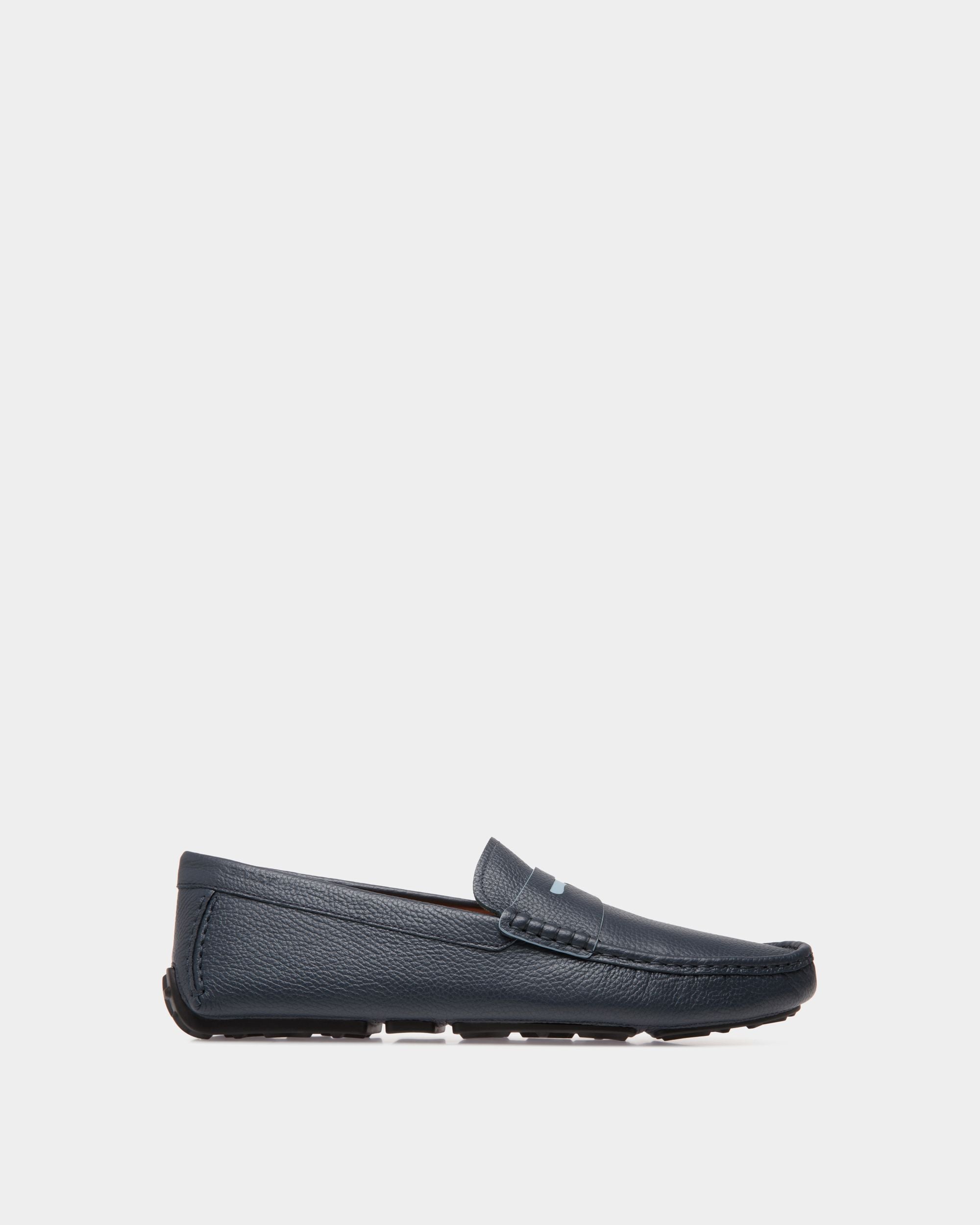 Chaussure Driver En Cuir Grainé Bleu - Homme - Bally - 01