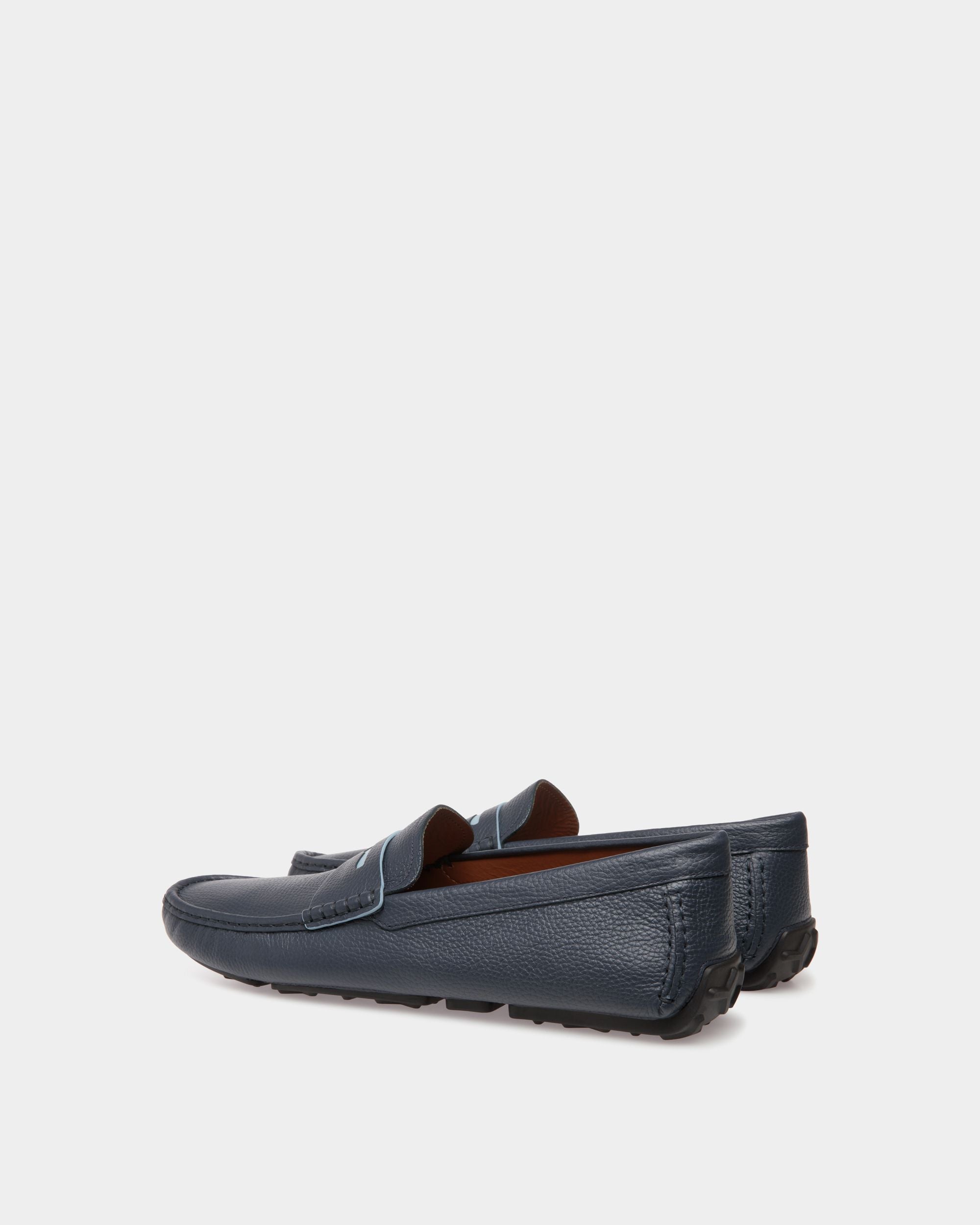 Chaussure Driver En Cuir Grainé Bleu - Homme - Bally - 03