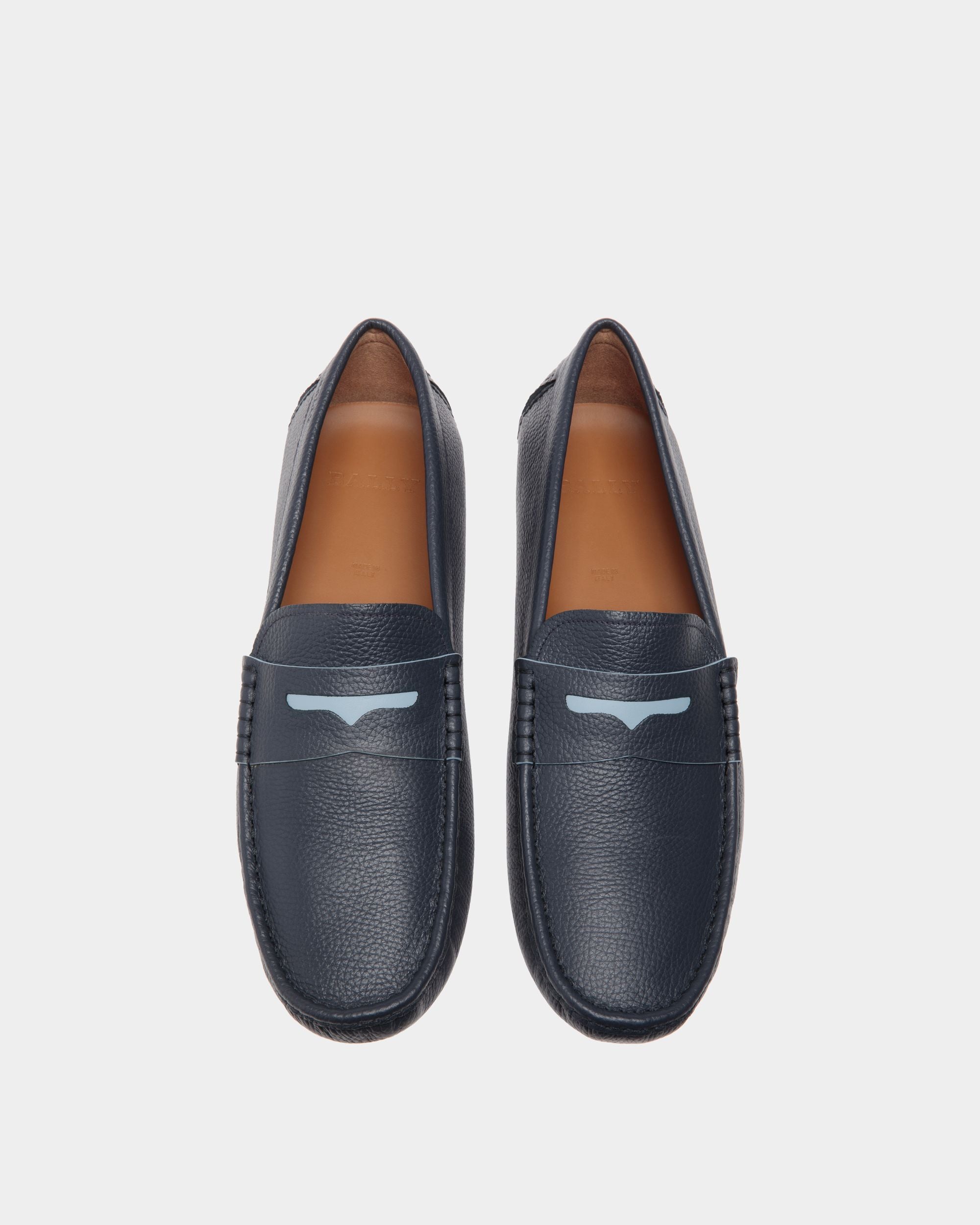Chaussure Driver En Cuir Grainé Bleu - Homme - Bally - 04