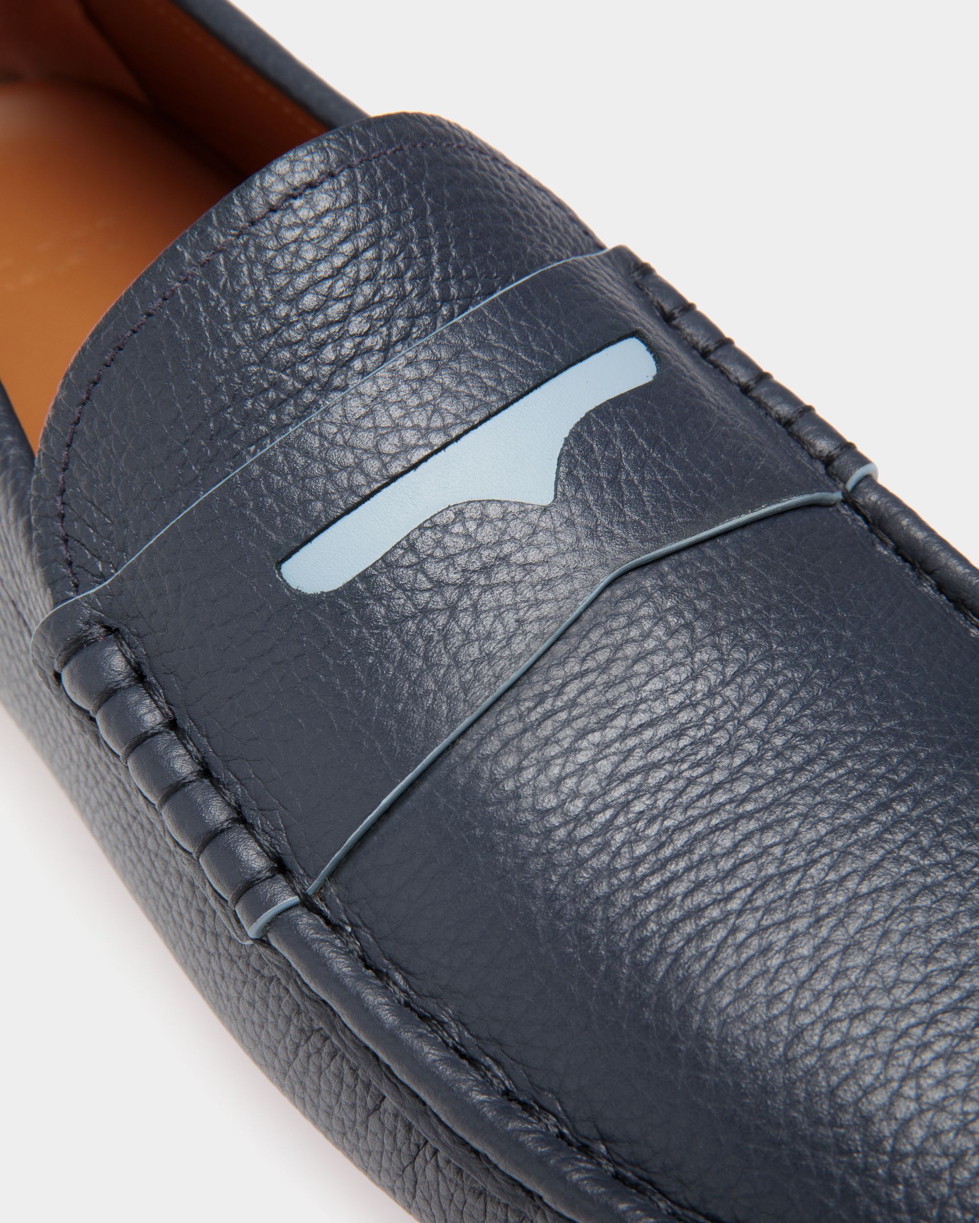 Chaussure Driver En Cuir Grainé Bleu - Homme - Bally - 05