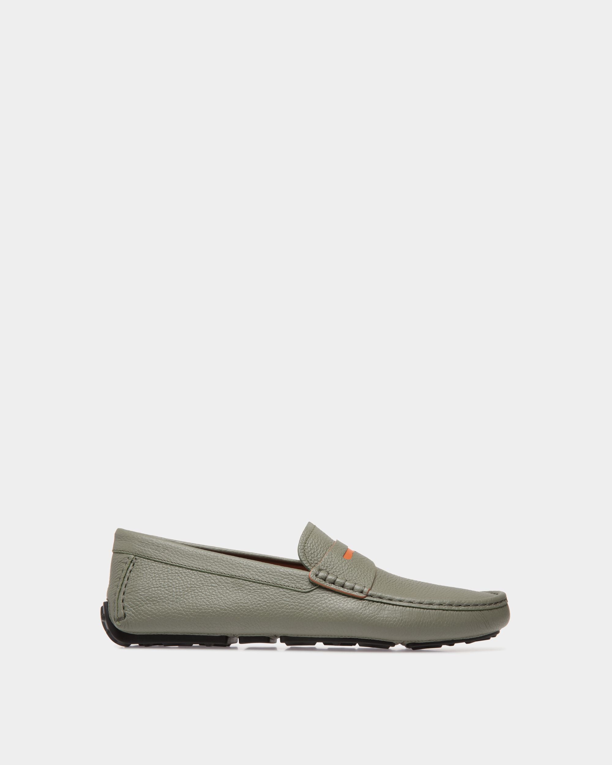 Chaussure Driver En Cuir Grainé Vert - Homme - Bally - 01