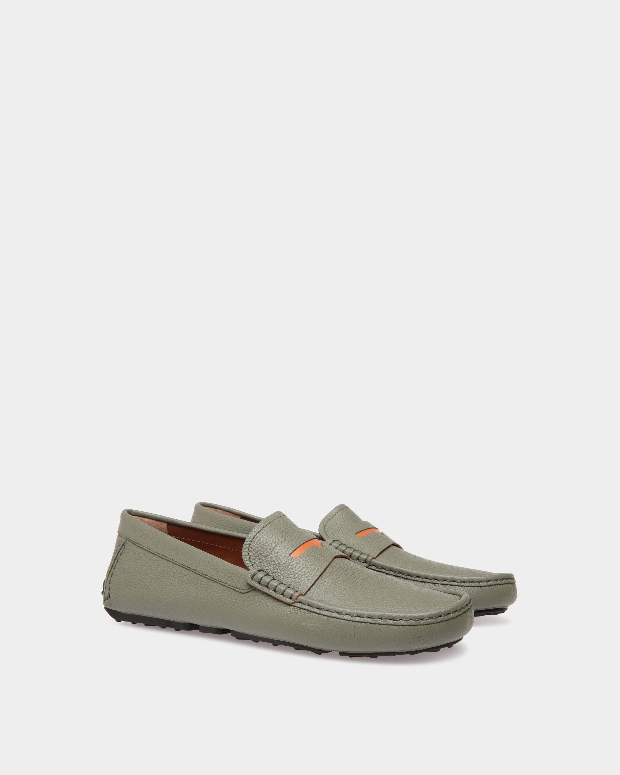 Chaussure Driver En Cuir Grainé Vert - Homme - Bally - 02