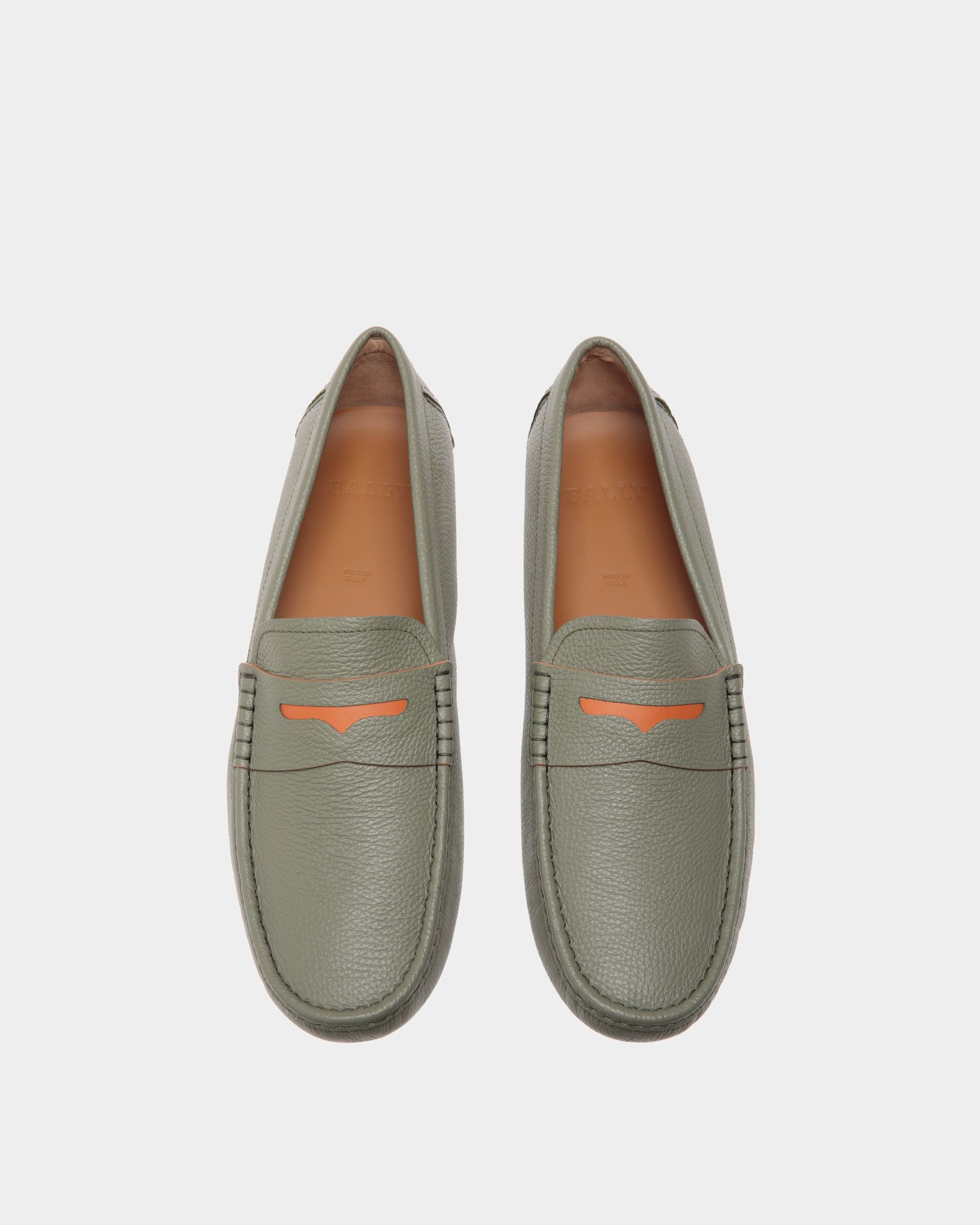 Chaussure Driver En Cuir Grainé Vert - Homme - Bally - 04