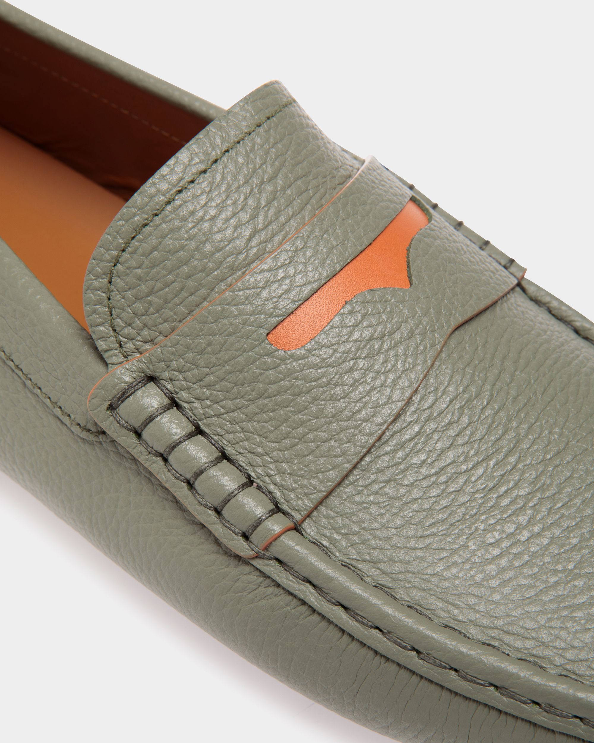Chaussure Driver En Cuir Grainé Vert - Homme - Bally - 05