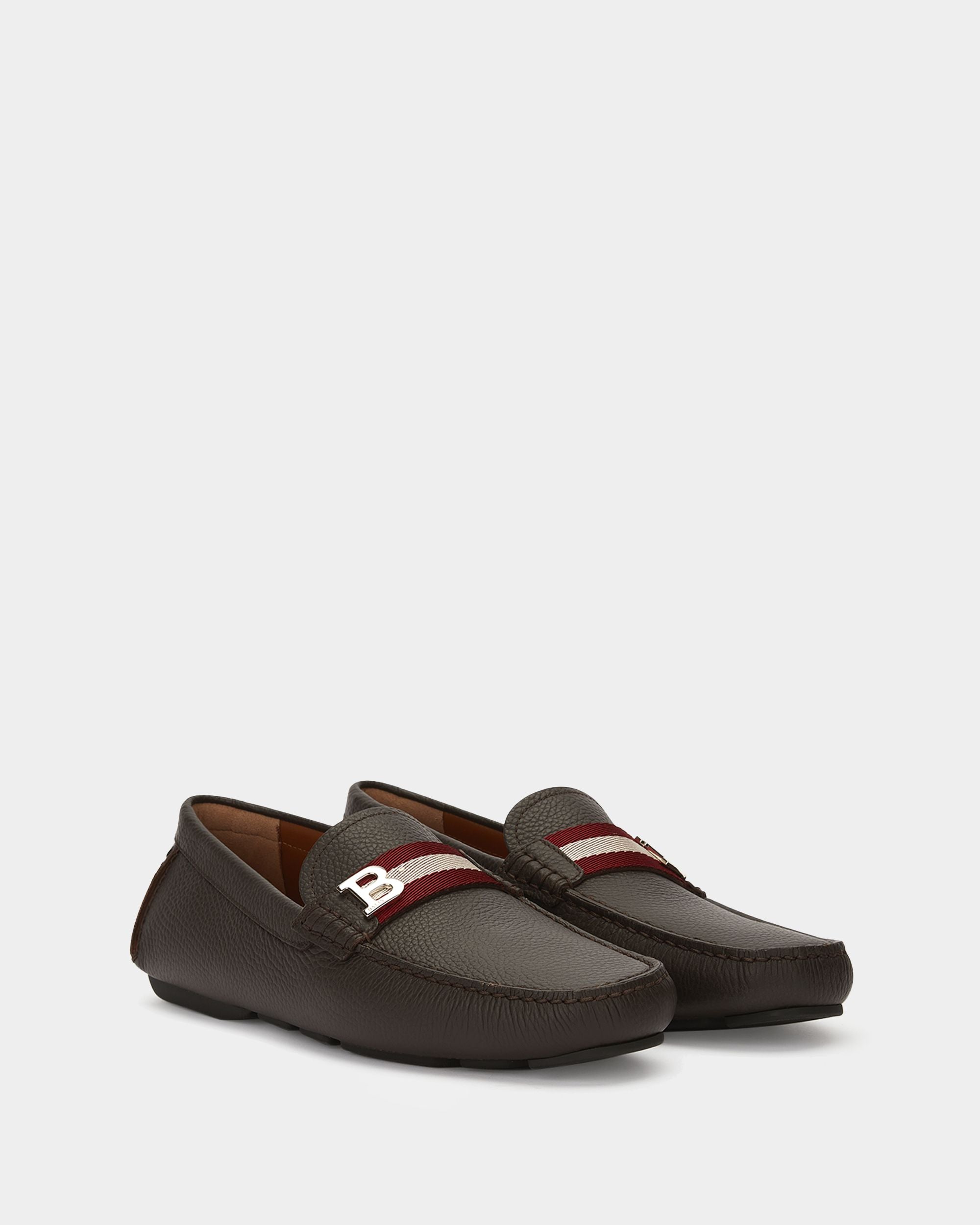 Chaussure Driver En Cuir Grainé Marron - Homme - Bally - 02