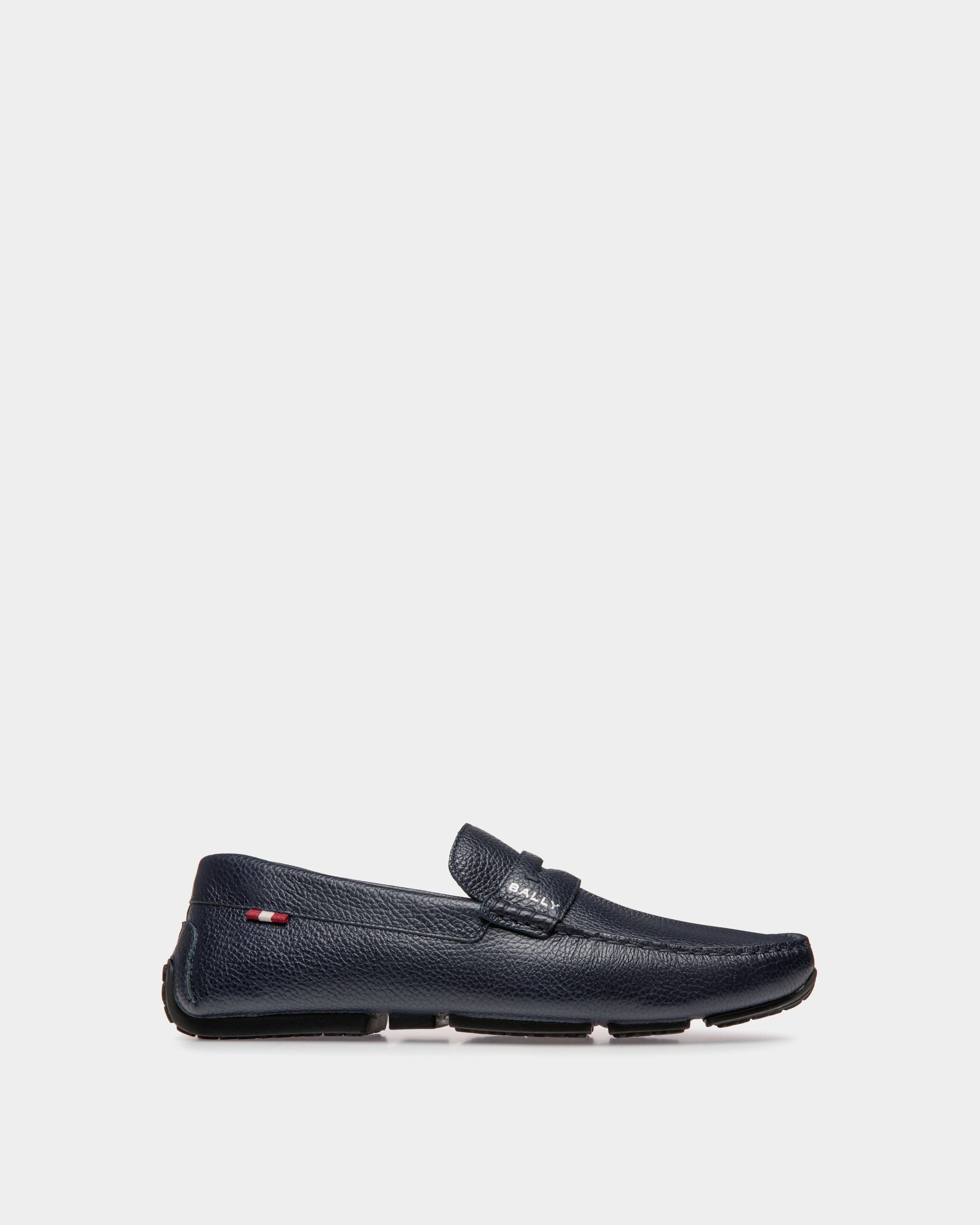 Chaussure Driver Pilot En Cuir Grainé Navy Blue - Homme - Bally - 01
