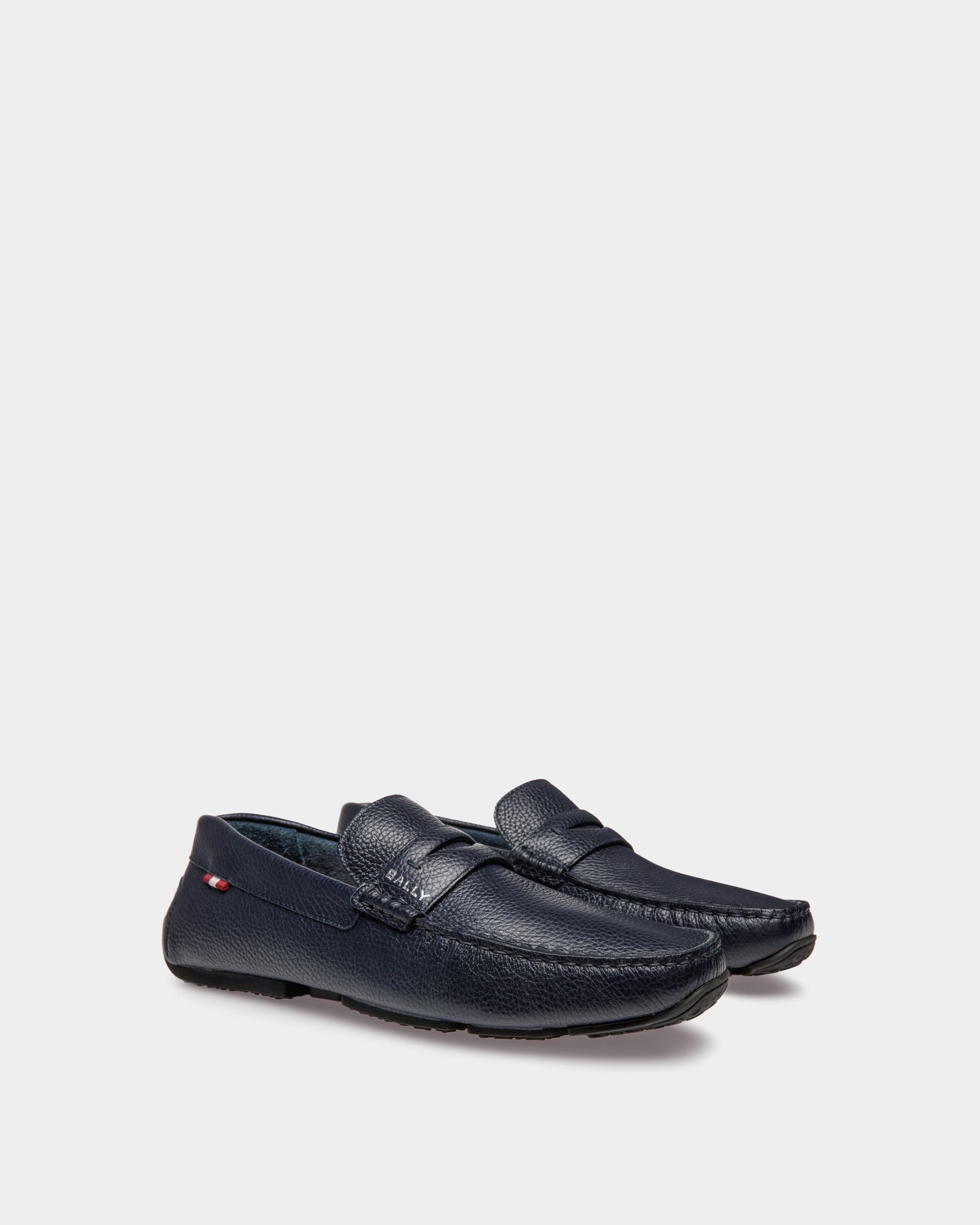 Chaussure Driver Pilot En Cuir Grainé Navy Blue - Homme - Bally - 02