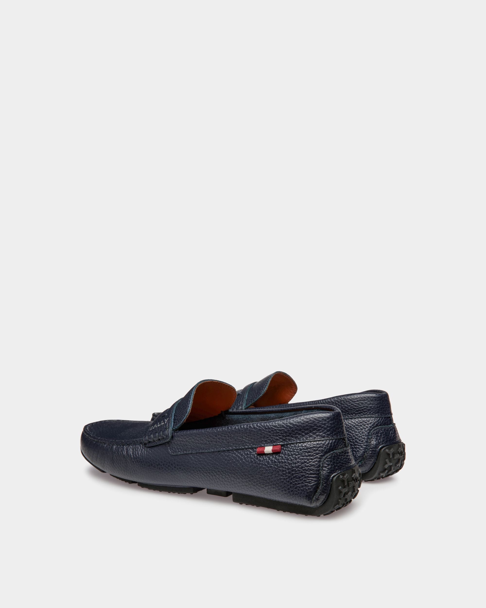 Chaussure Driver Pilot En Cuir Grainé Navy Blue - Homme - Bally - 03