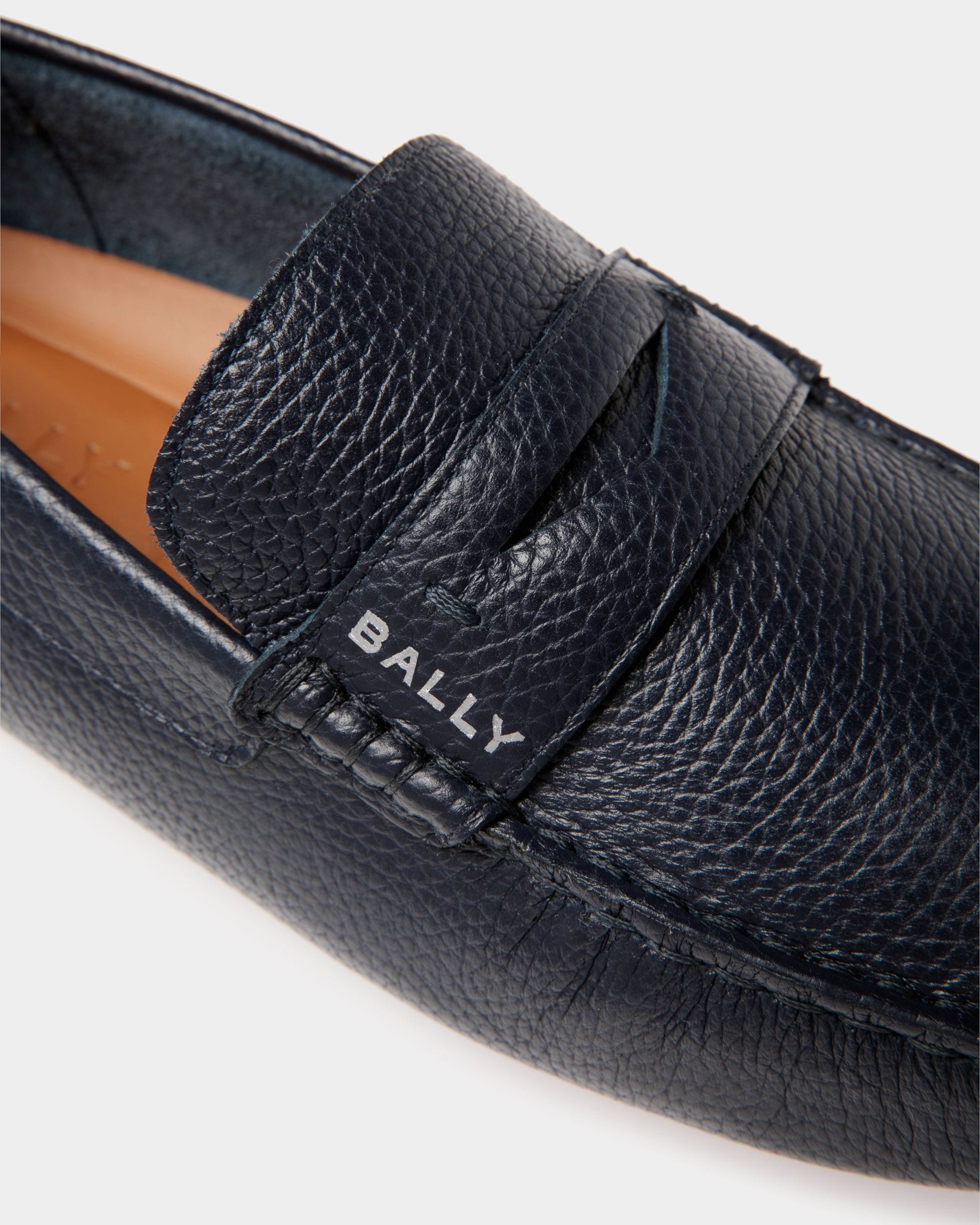 Chaussure Driver Pilot En Cuir Grainé Navy Blue - Homme - Bally - 04