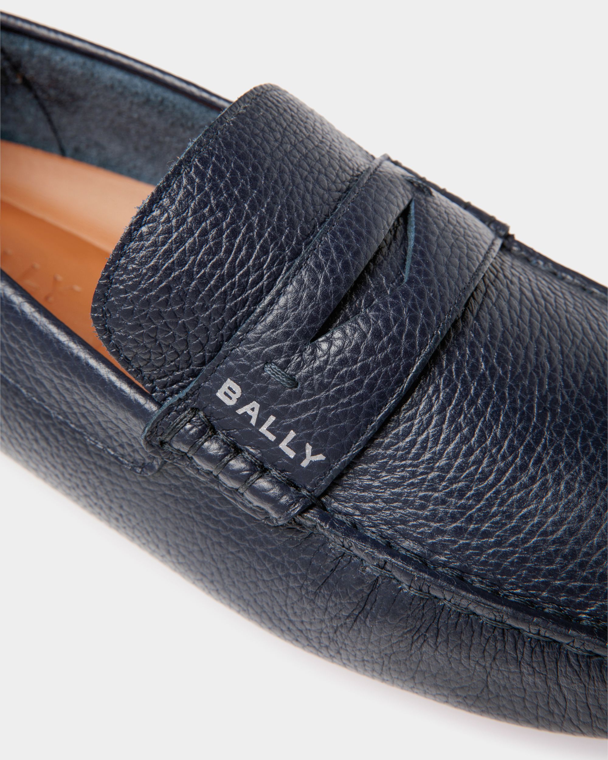 Chaussure Driver Pilot En Cuir Grainé Navy Blue - Homme - Bally - 04