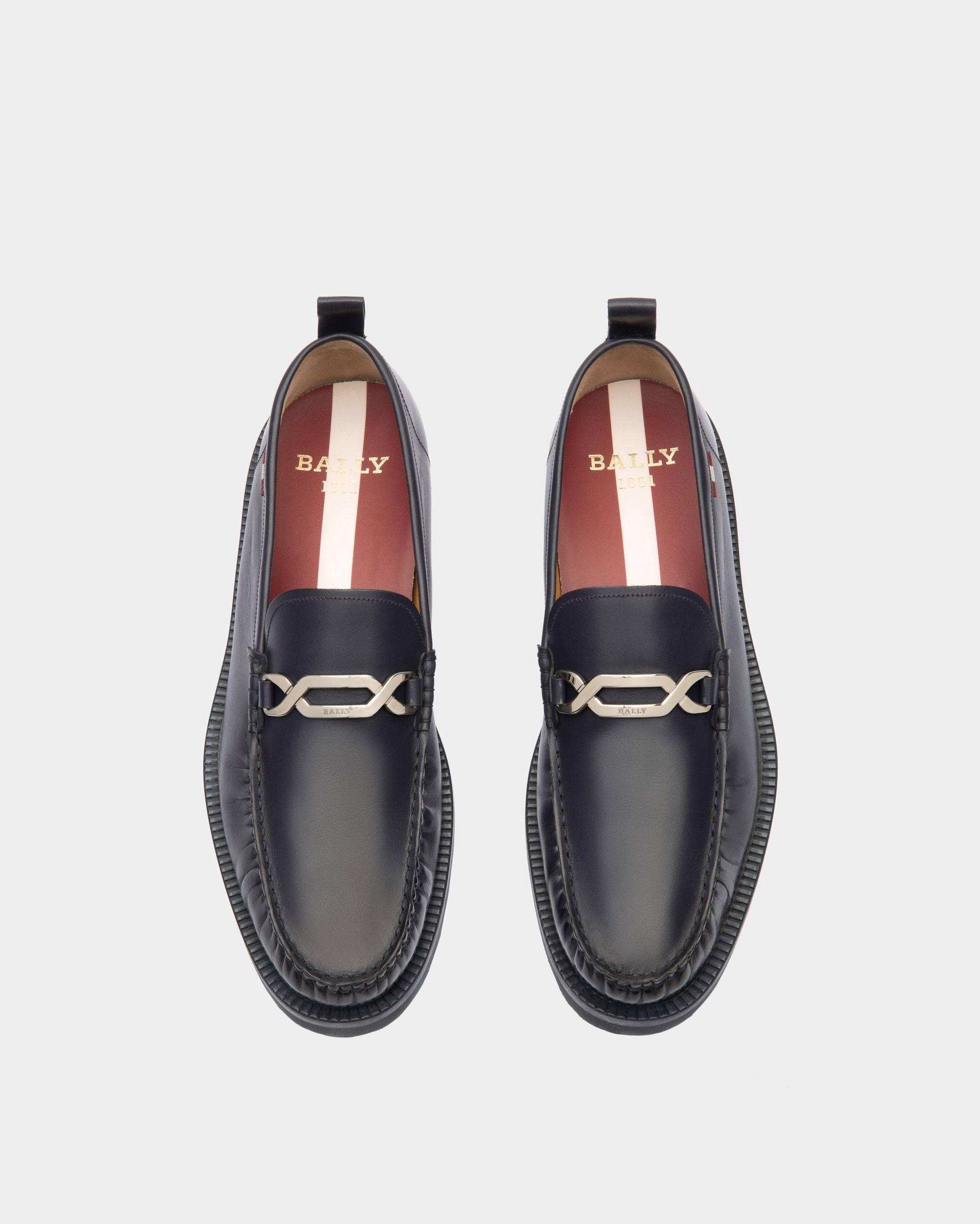 Novian Mocassins En Cuir Couleur Bleu Nuit - Homme - Bally - 02