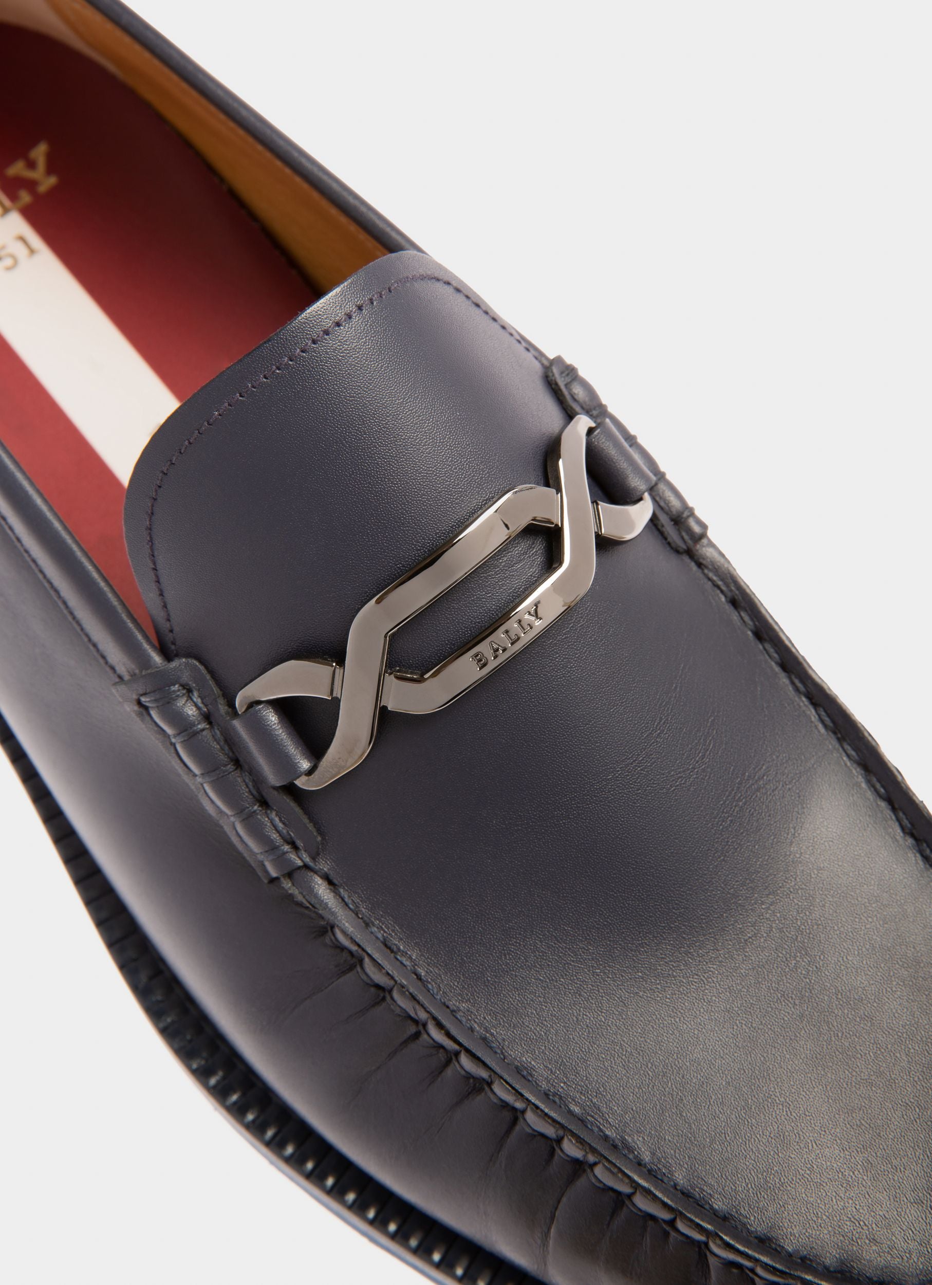 Novian Mocassins En Cuir Couleur Bleu Nuit - Homme - Bally - 05