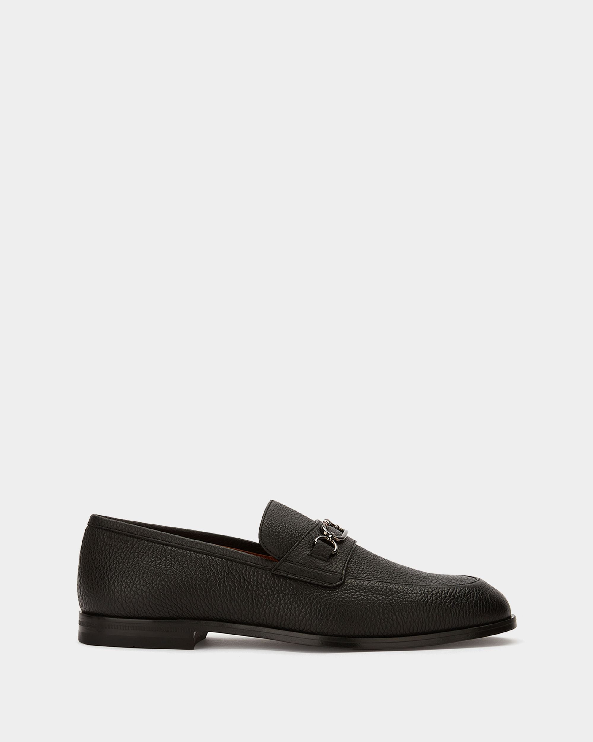 Men's Black Leather Loafers - Homme - Bally - 01