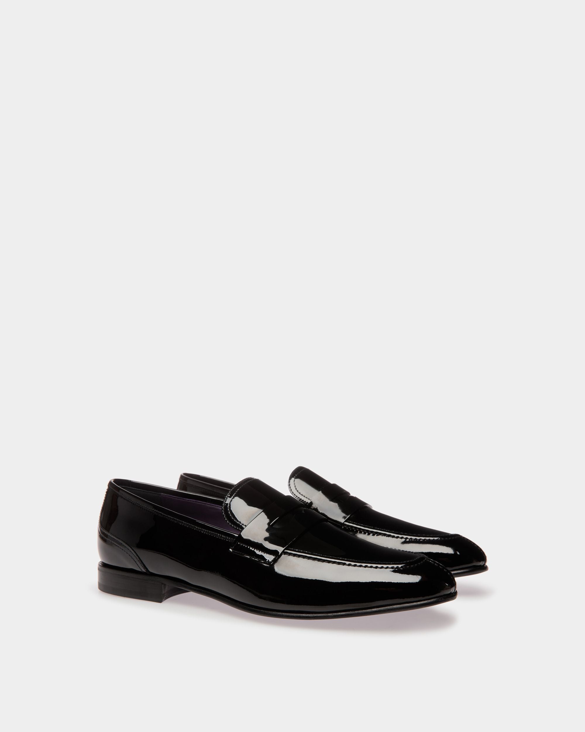 Mocassin Suisse en Cuir Verni Noir - Homme - Bally - 02