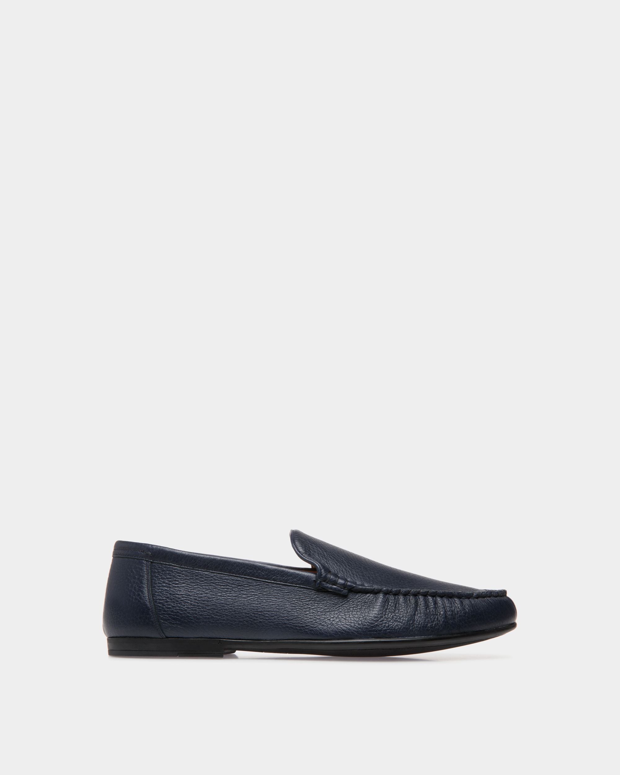 Mocassin En Cuir Grainé Bleu - Homme - Bally - 01