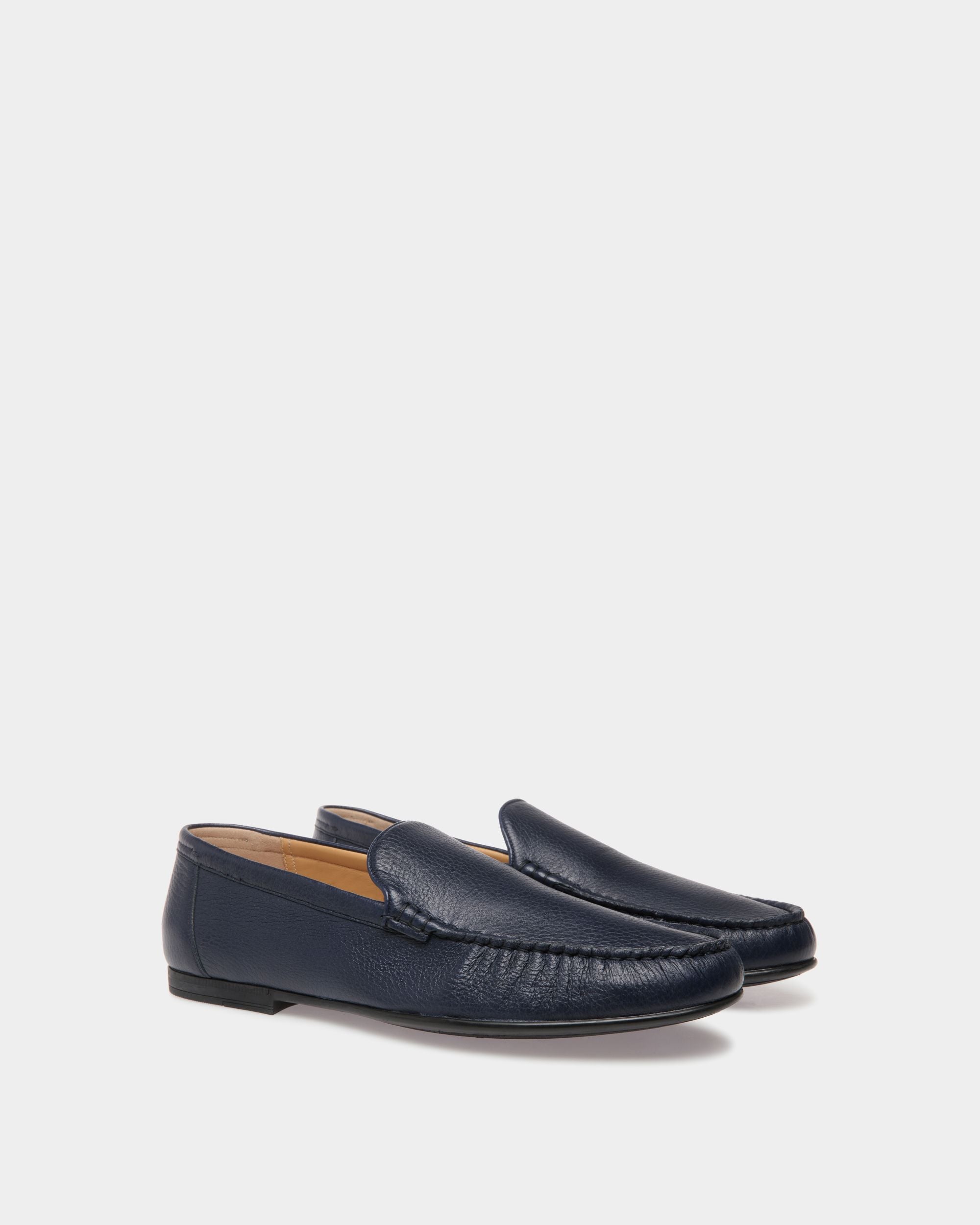 Mocassin En Cuir Grainé Bleu - Homme - Bally - 02