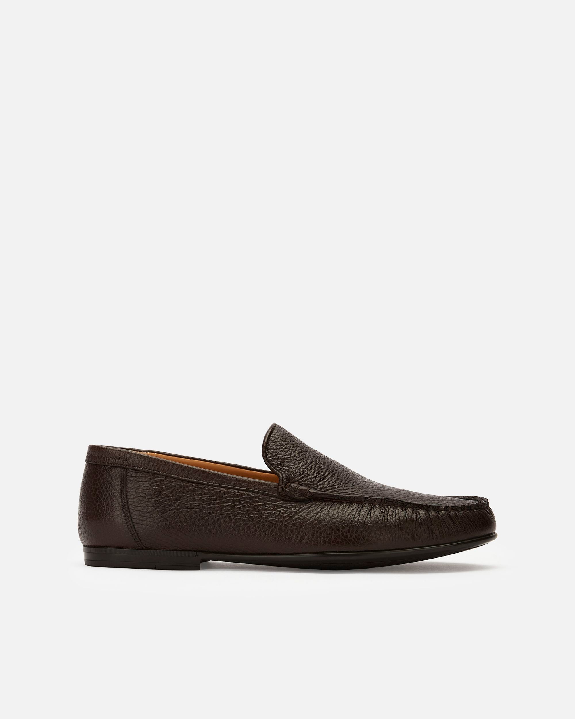 Mocassin En Cuir Grainé Marron - Homme - Bally - 01