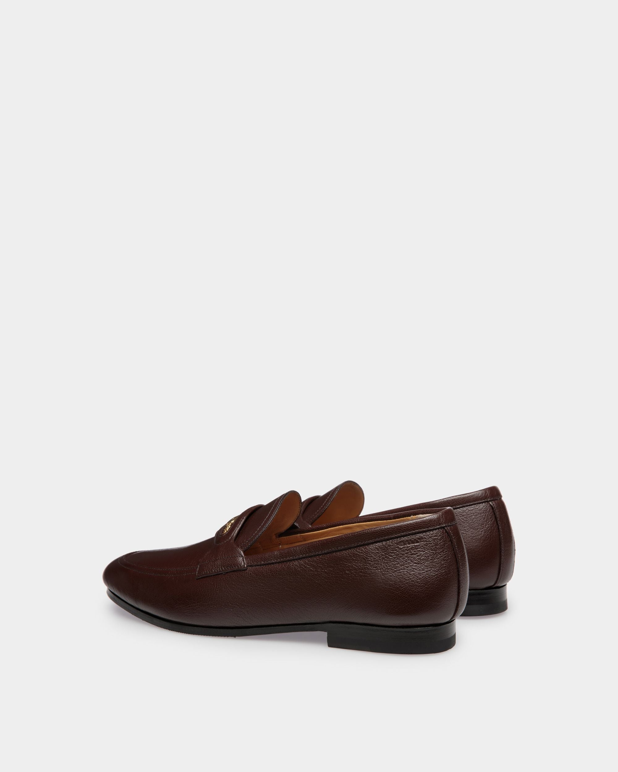 Mocassin Plume En Cuir Grainé Marron - Homme - Bally - 02