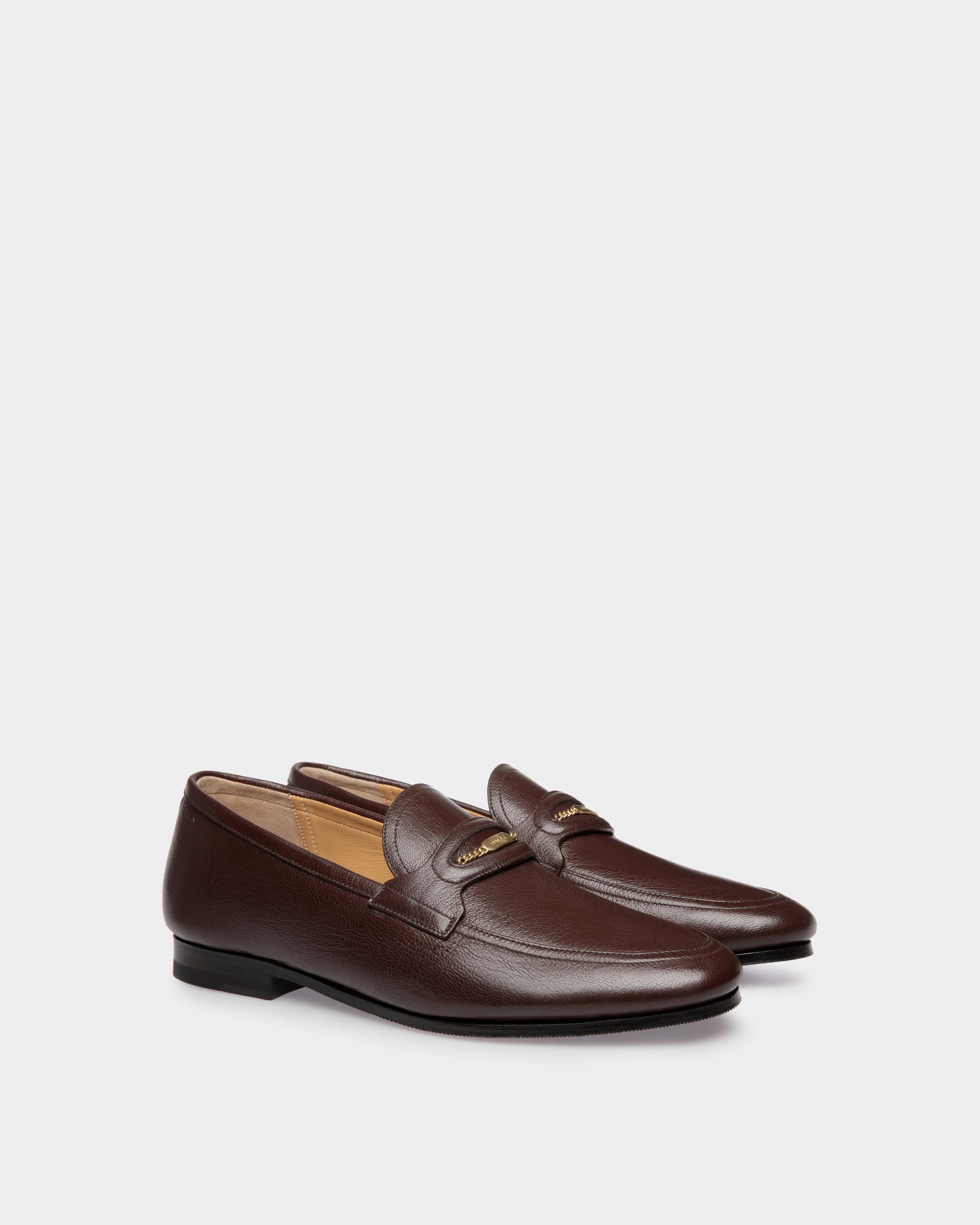 Mocassin Plume En Cuir Grainé Marron - Homme - Bally - 03