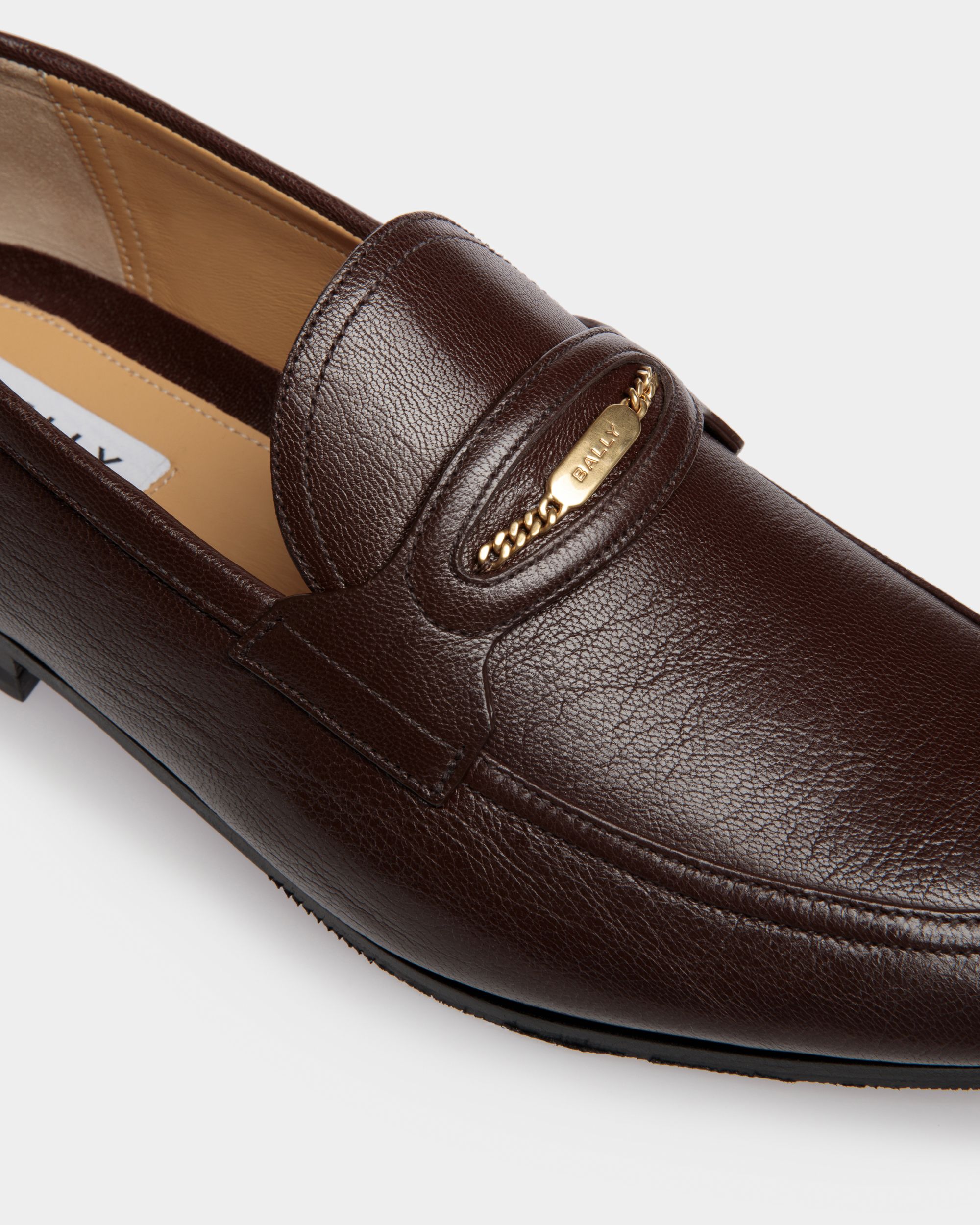 Mocassin Plume En Cuir Grainé Marron - Homme - Bally - 04