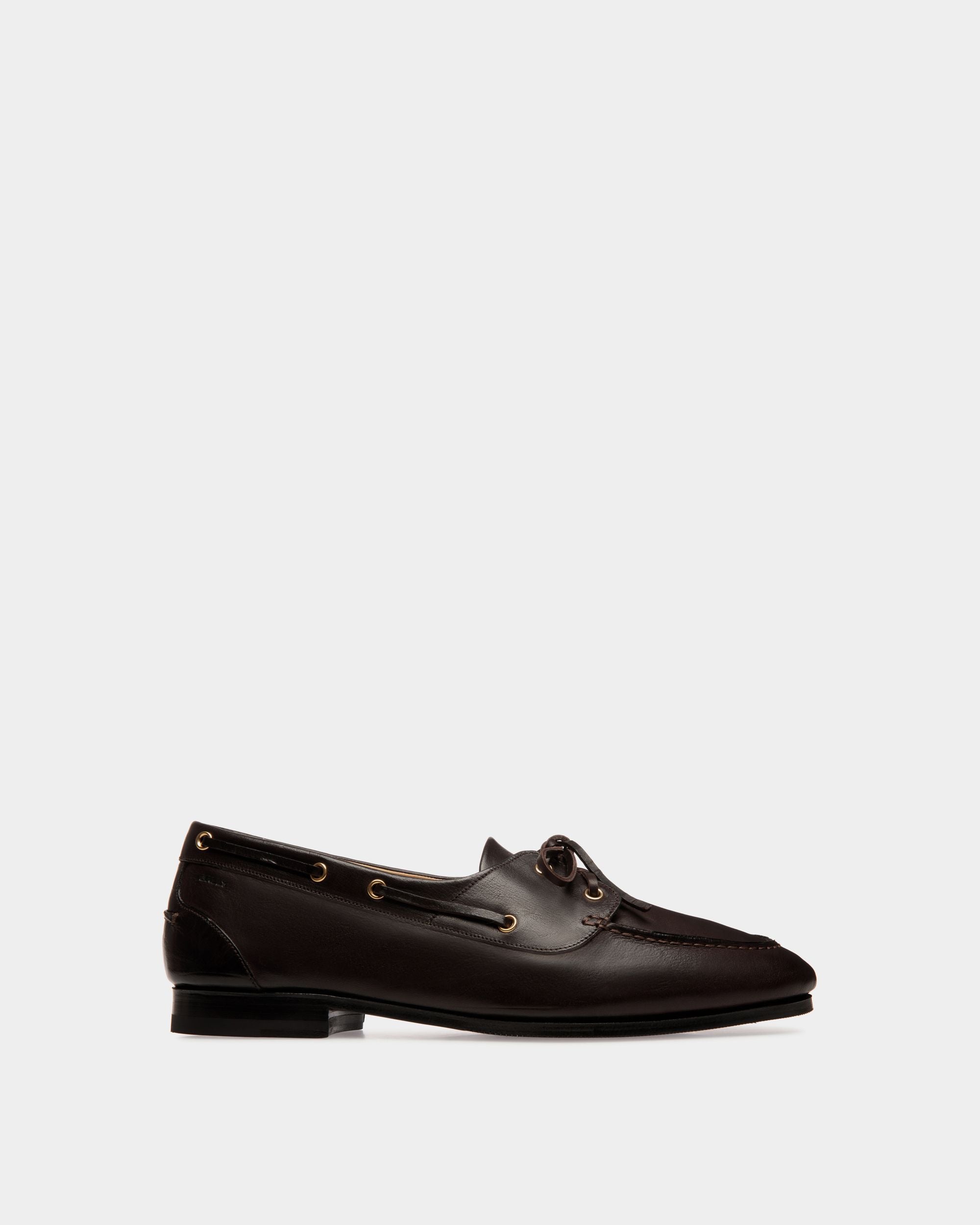Mocassin Plume En Cuir Marron Foncé - Homme - Bally - 01