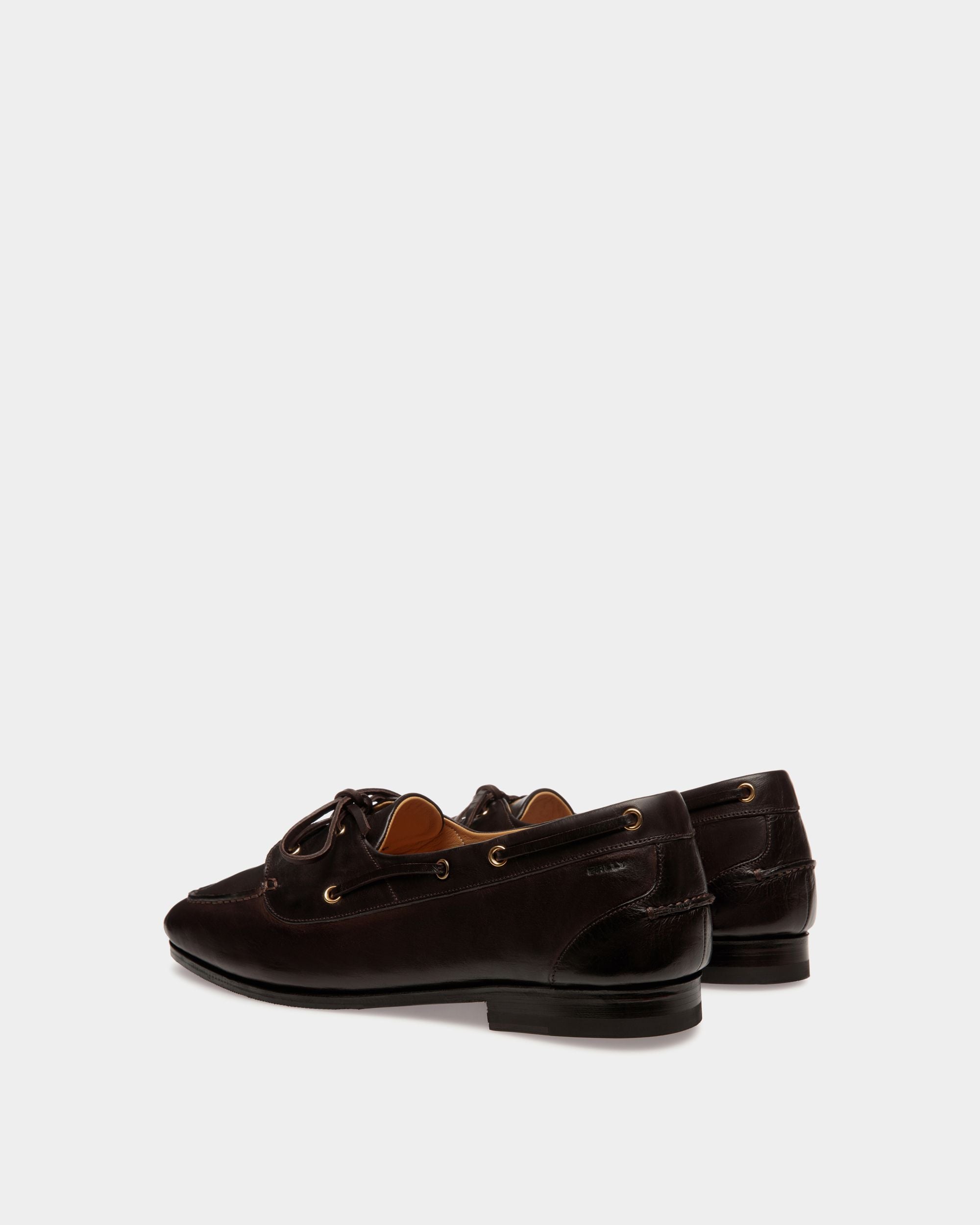 Mocassin Plume En Cuir Marron Foncé - Homme - Bally - 03